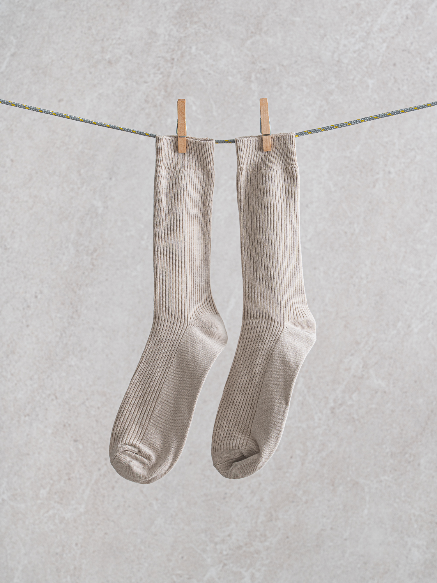 Monfoot Men's Ribbed Longwood Socks Beige