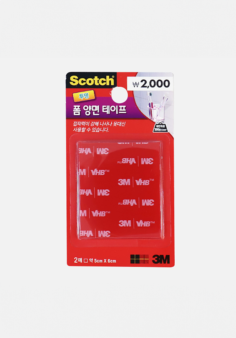 3M Scotch strong transparent foam double-sided tape 5x6cm, 2 sheets