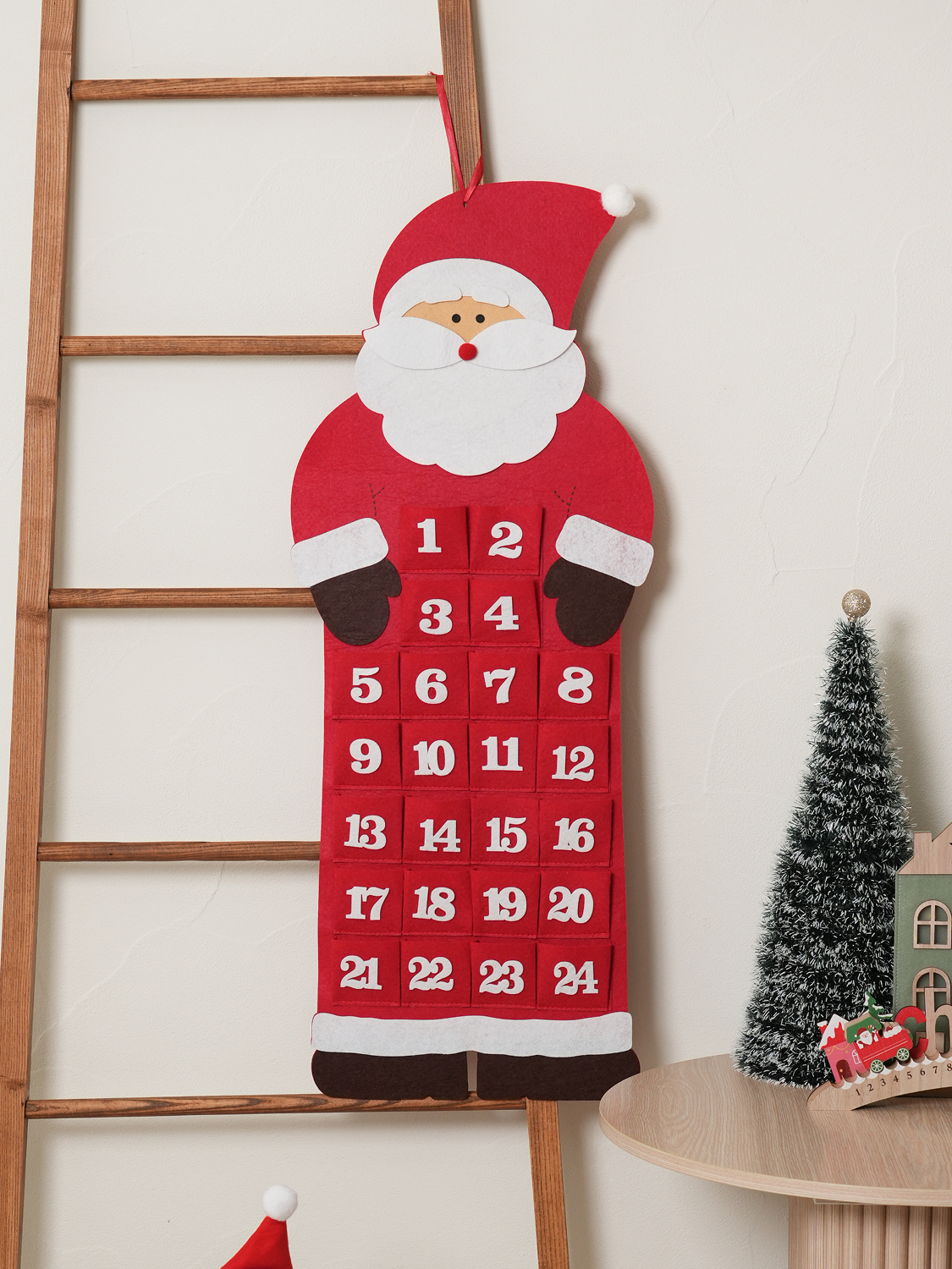 Christmas at Home Hanging Nonwoven Advent Calendar Santa
