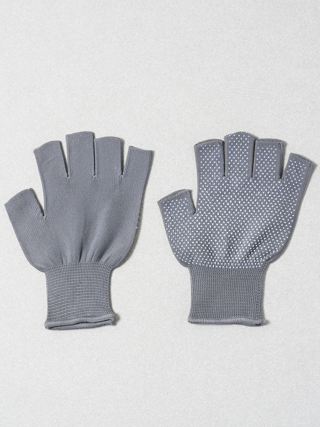 2 pairs of non-slip half gloves, gray S~M