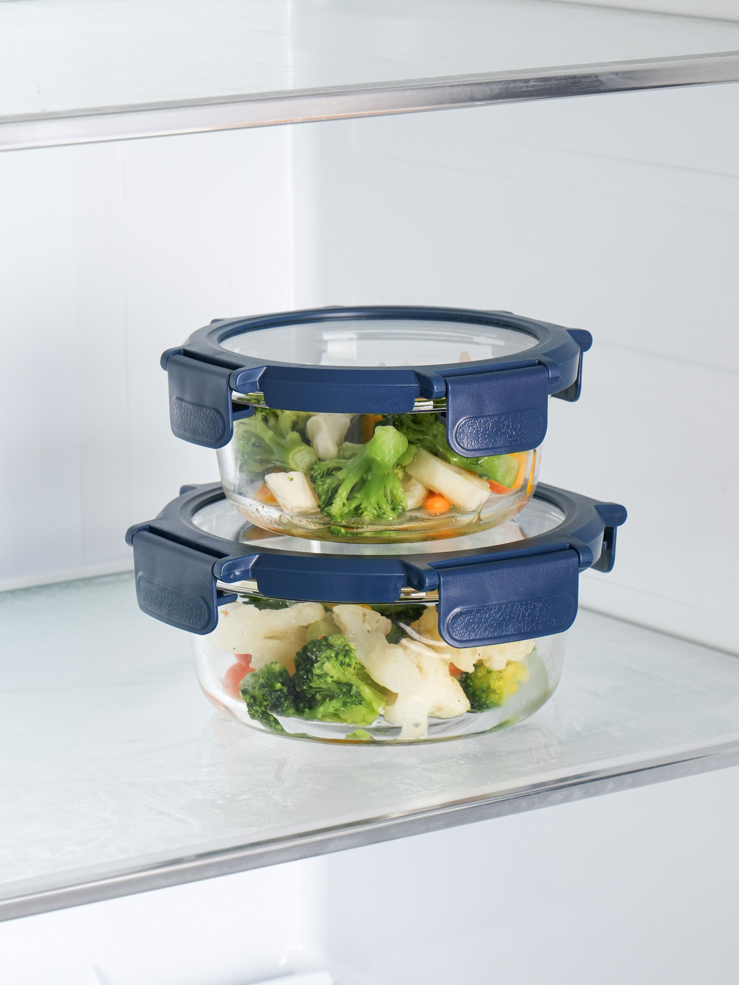 Blue Edge Heat Resistant Glass Cupboard Round 650 ml