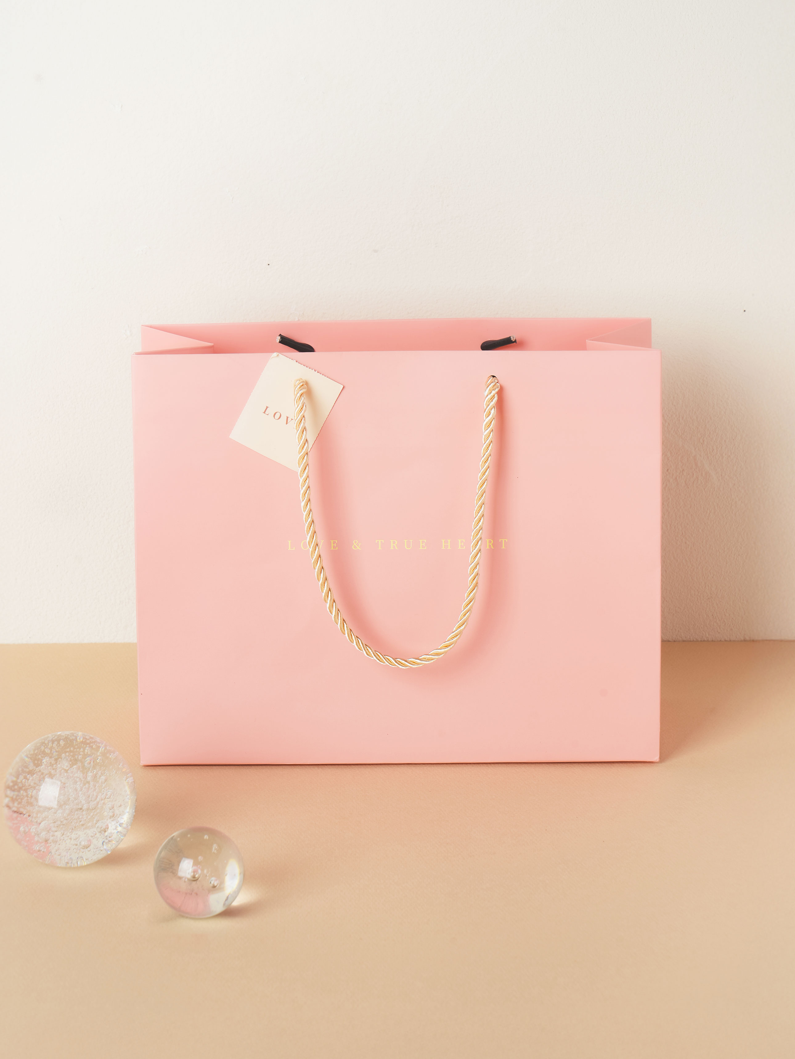 Rectangular Love Shopping Bag Pink