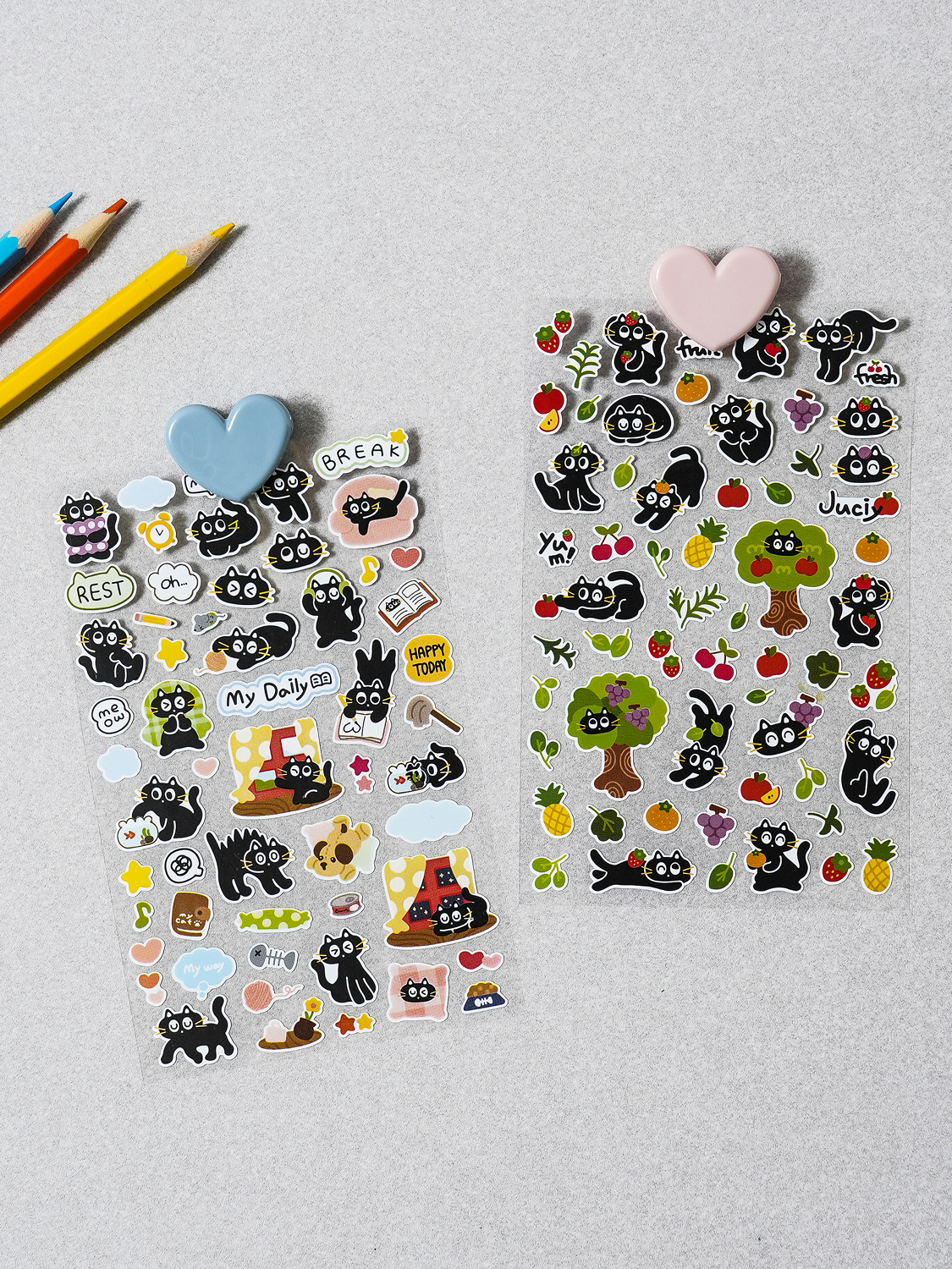 4 black cat stickers