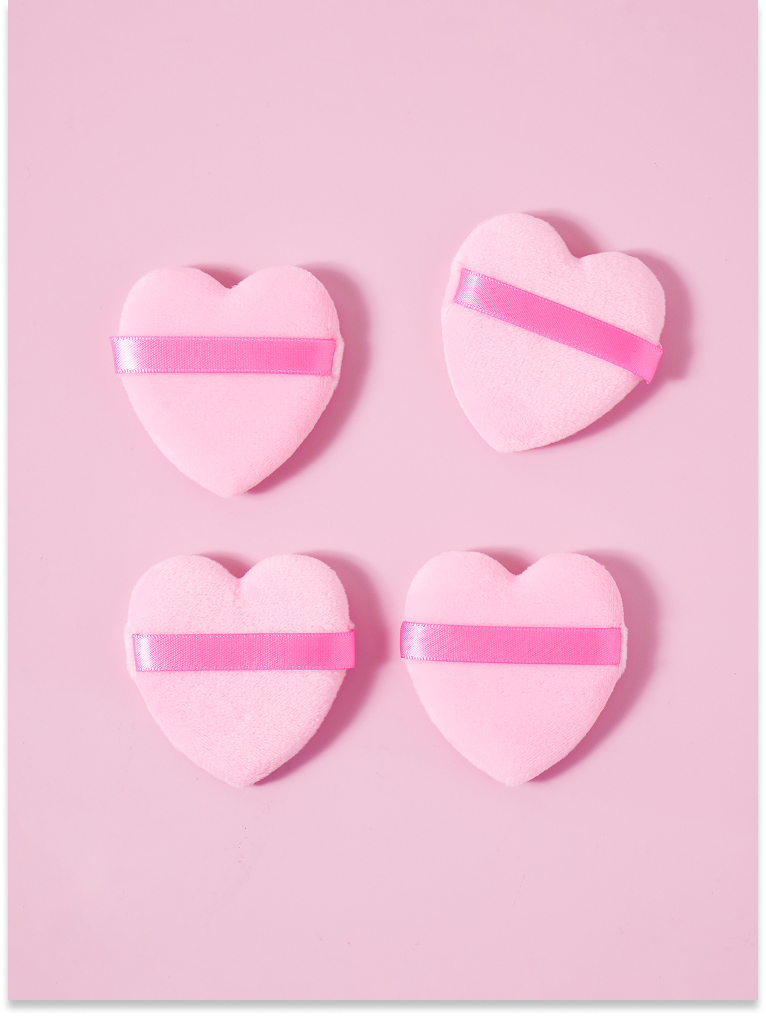 Lovely heart double-sided powder puff (4 packs)