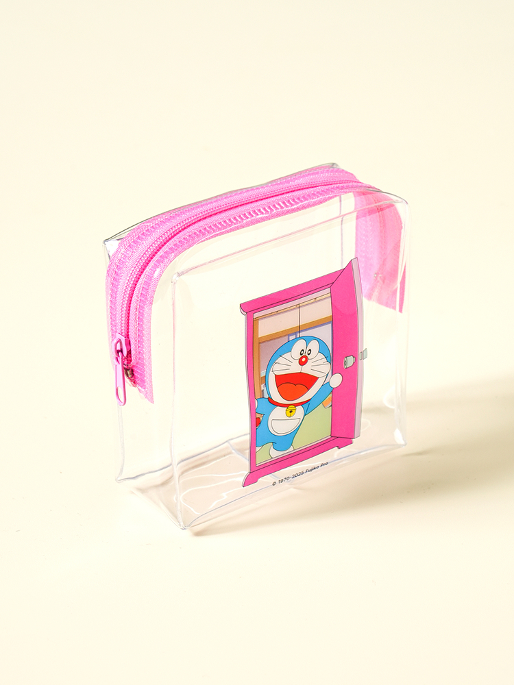 Doraemon transparent pouch small pink