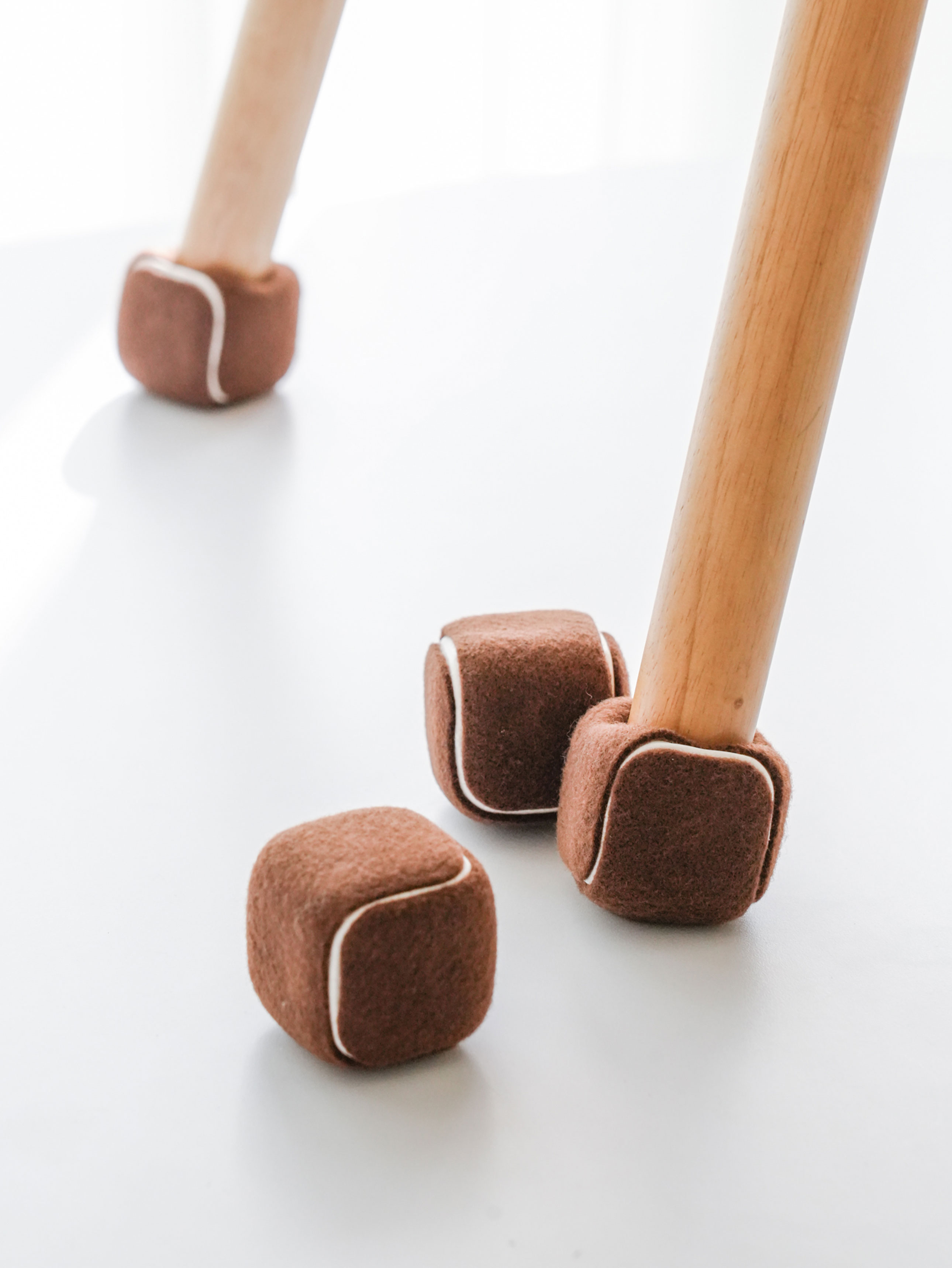 Square tennis ball chair foot cover medium size 4 pack brown