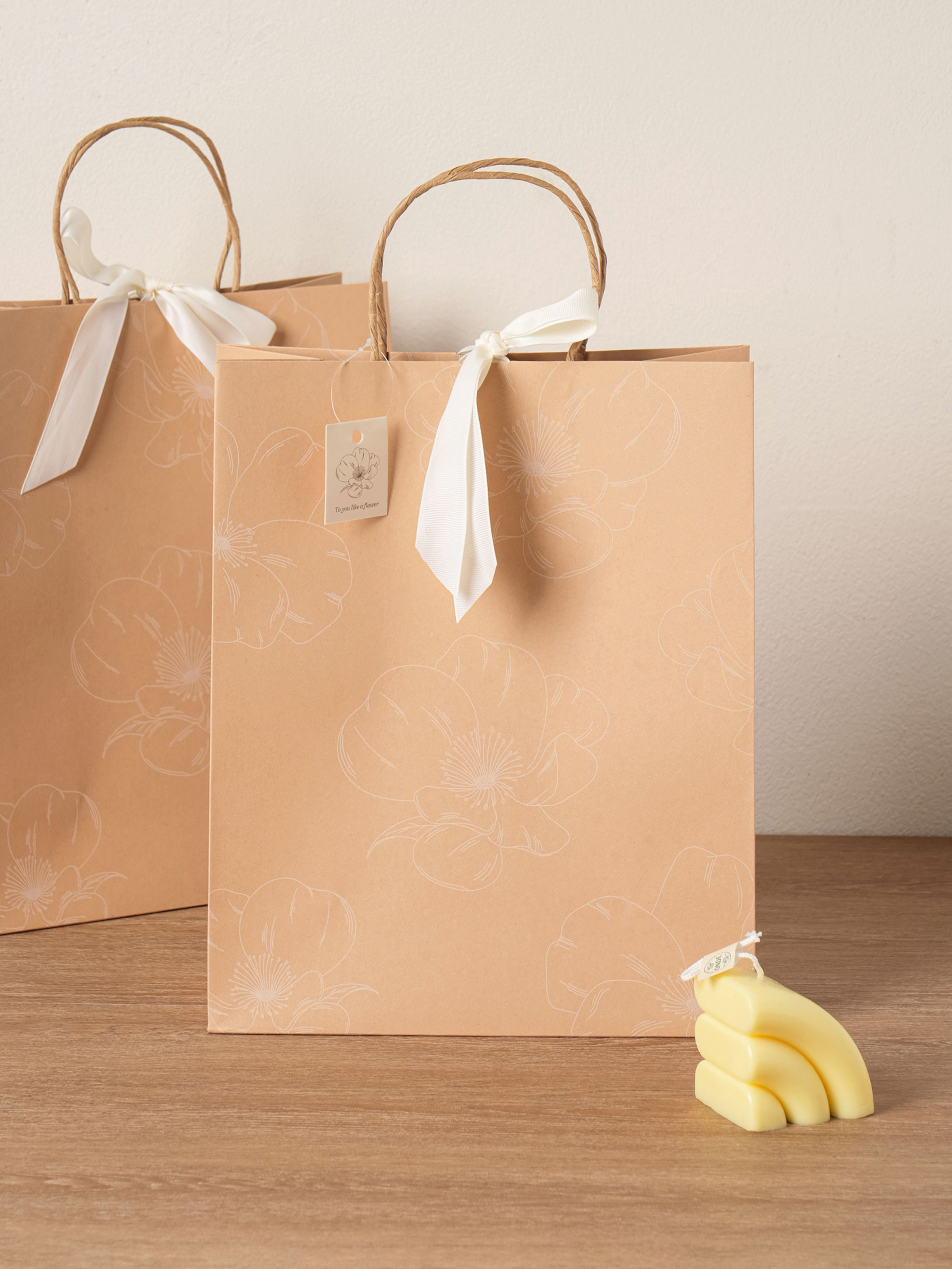 Kraft Ribbon Decorated Shopping Bag