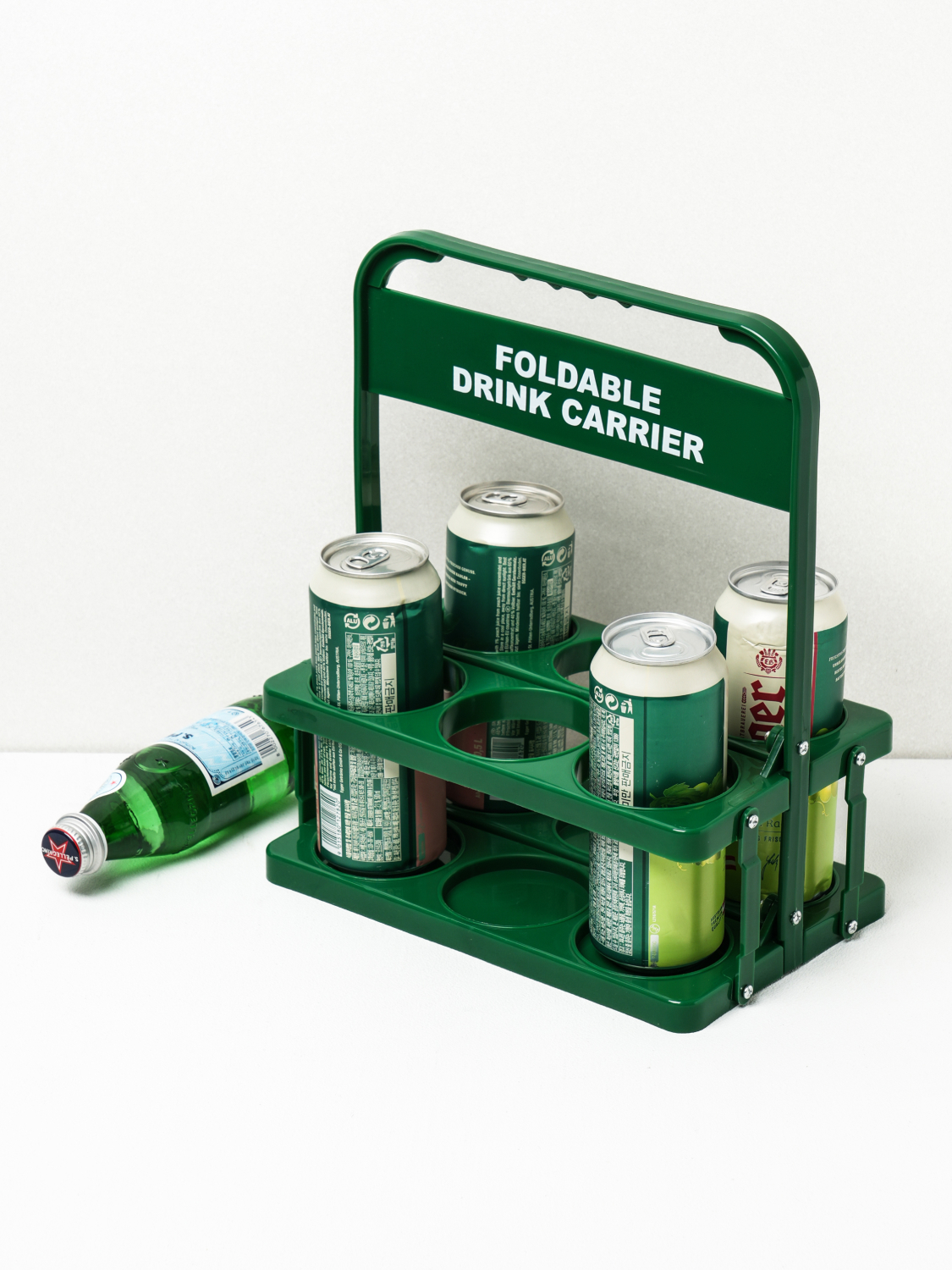 Foldable Beverage Carrier 6 Ports Green