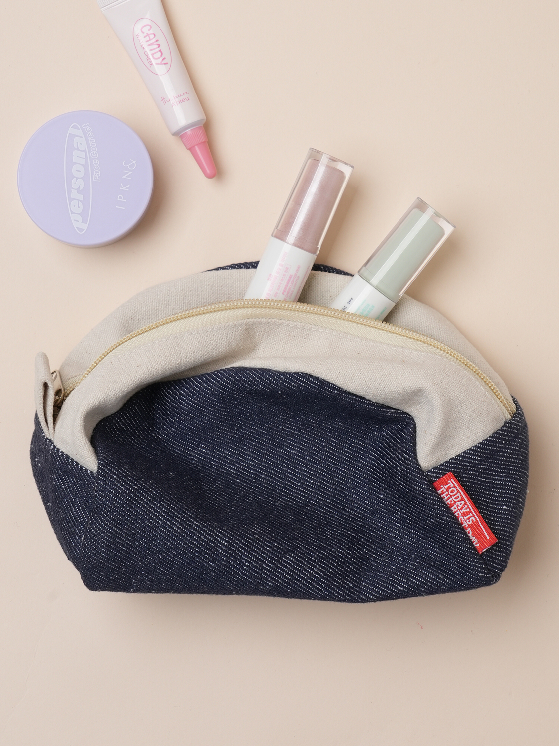 denim semicircle pouch