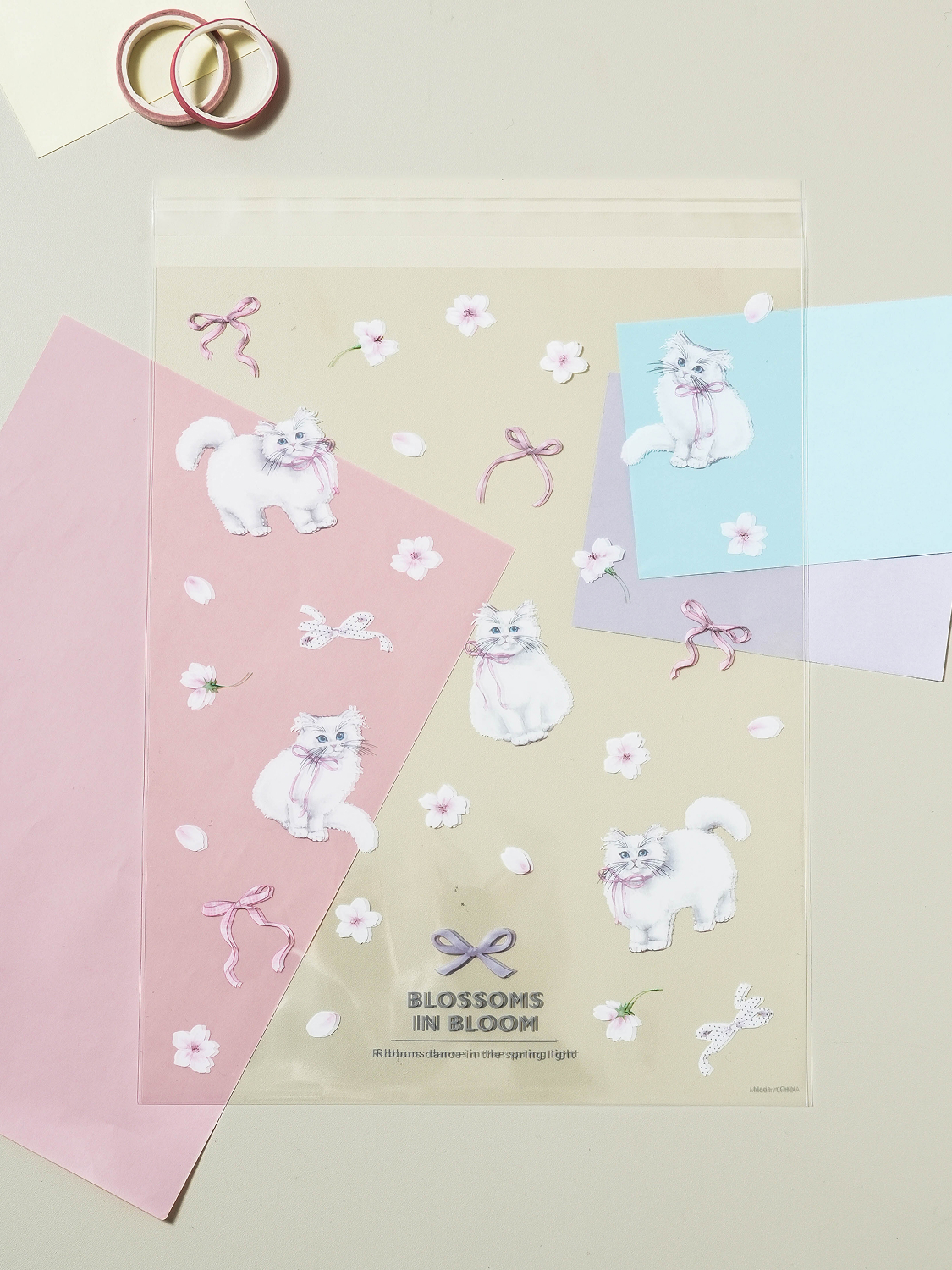 Cherry blossom clear self-adhesive packaging bag L 10 sheets
