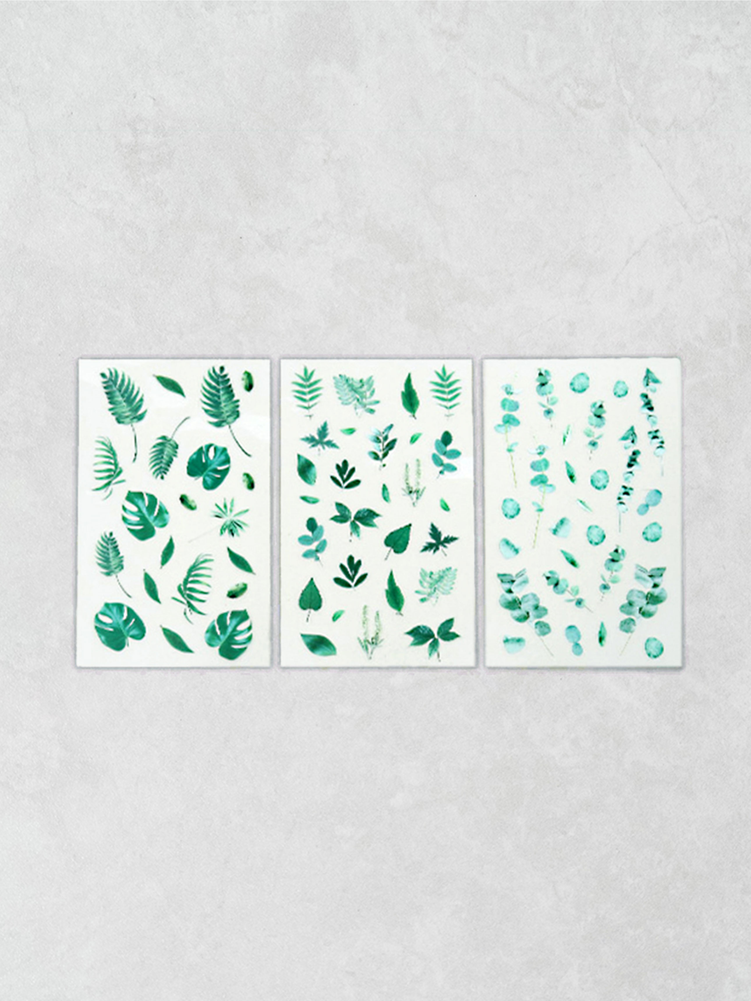 3 vintage dried flower stickers green