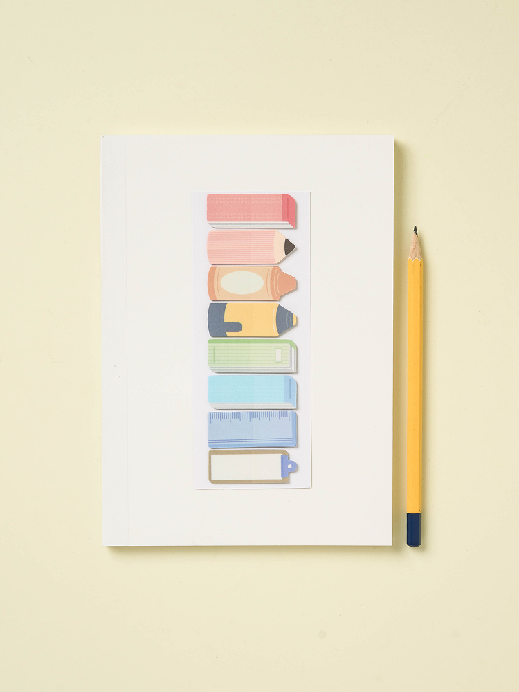 120 sheets of writing instrument-shaped sticky notes