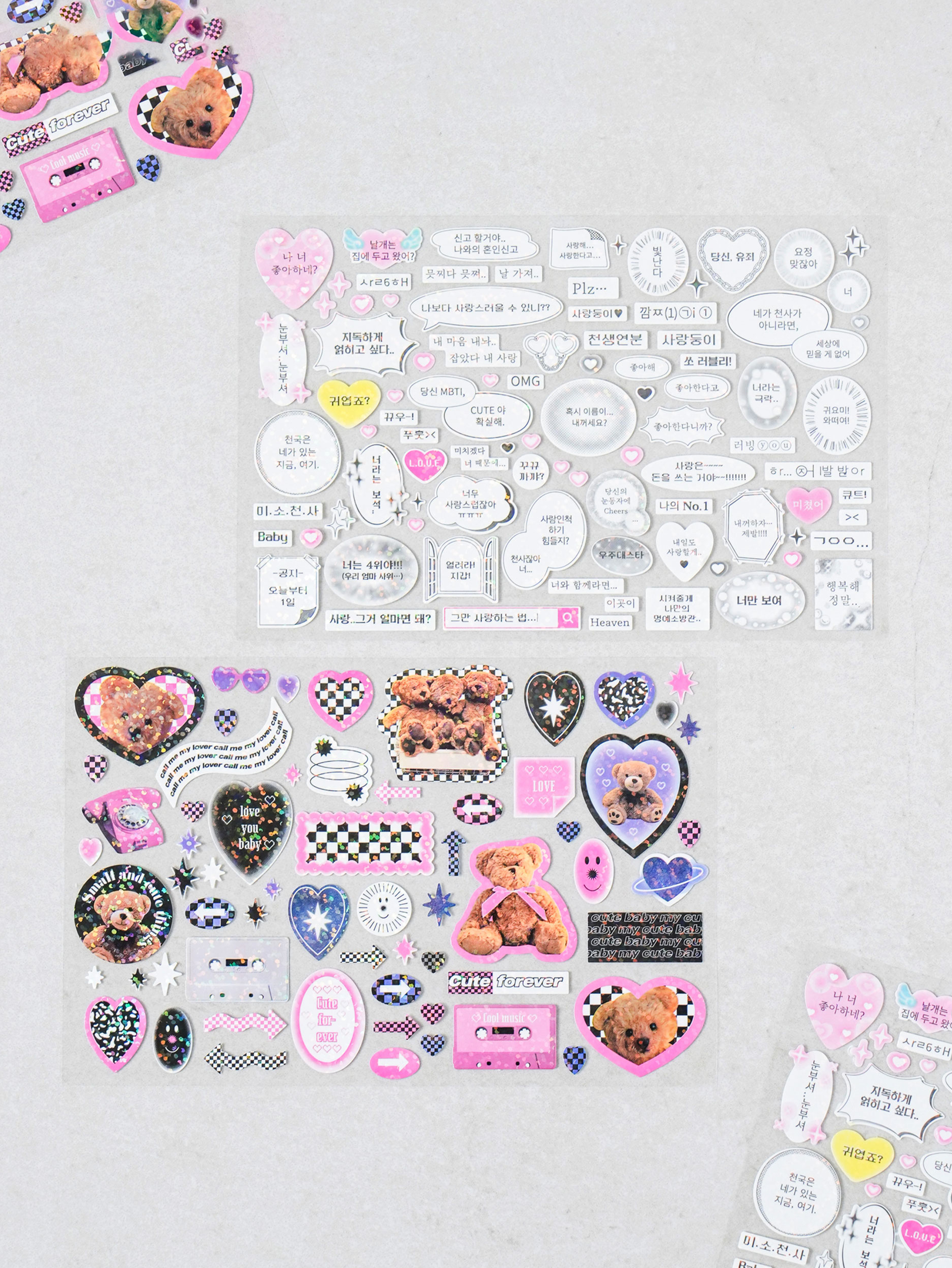 Polkku glitter stickers 4 sheets, molded & object
