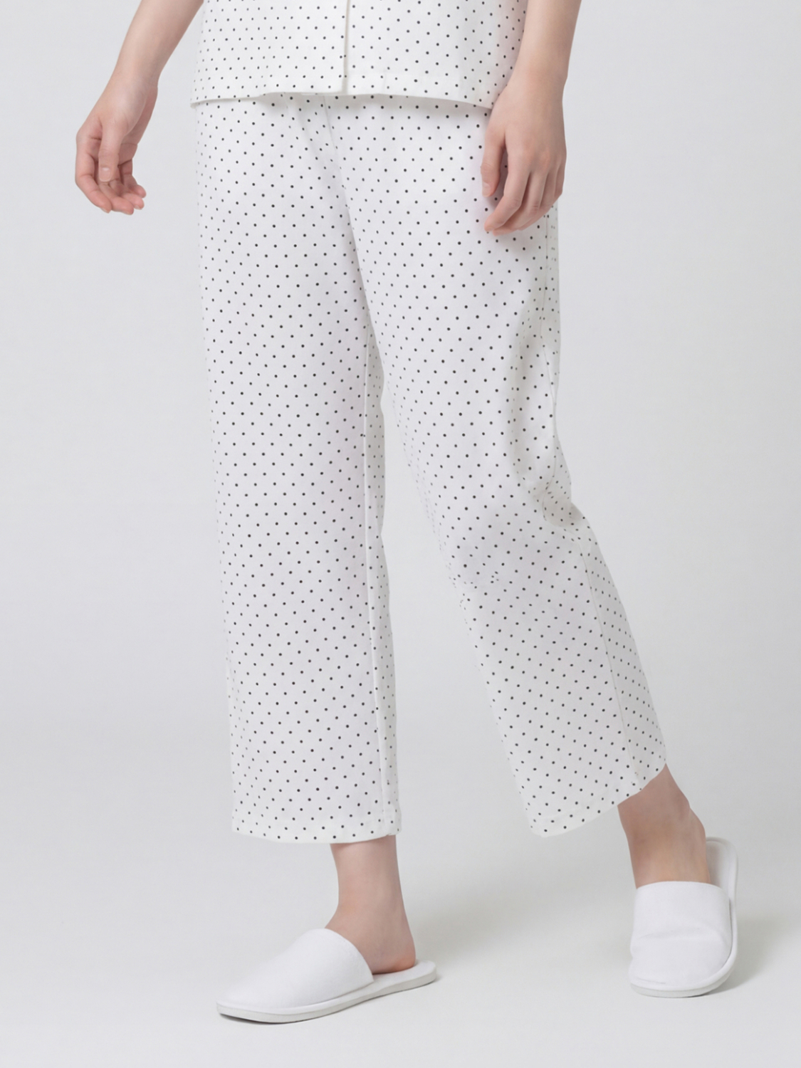 [Common] Pattern Long Pants Pajamas M White