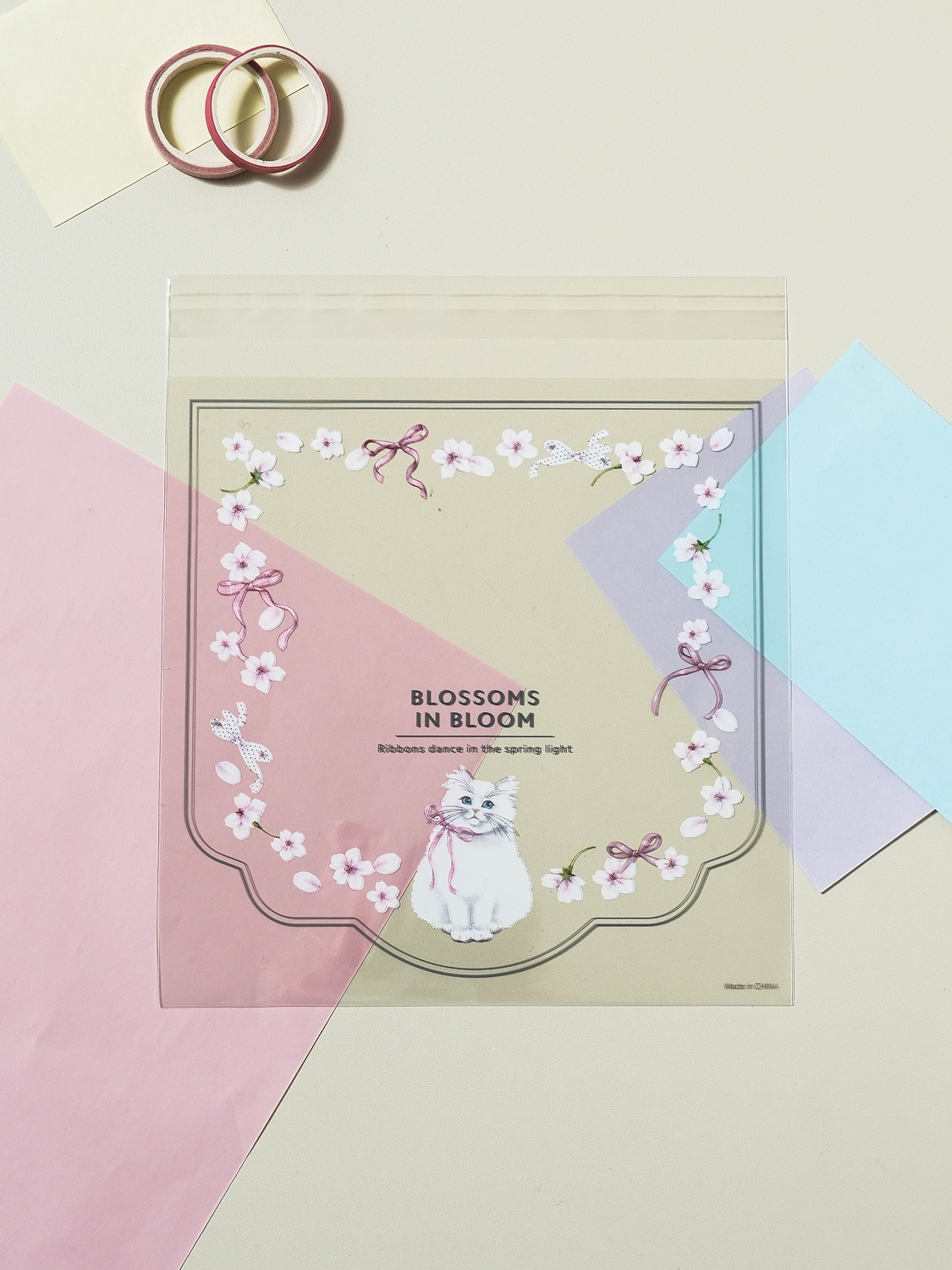 Cherry blossom clear self-adhesive packaging bag M 20 sheets