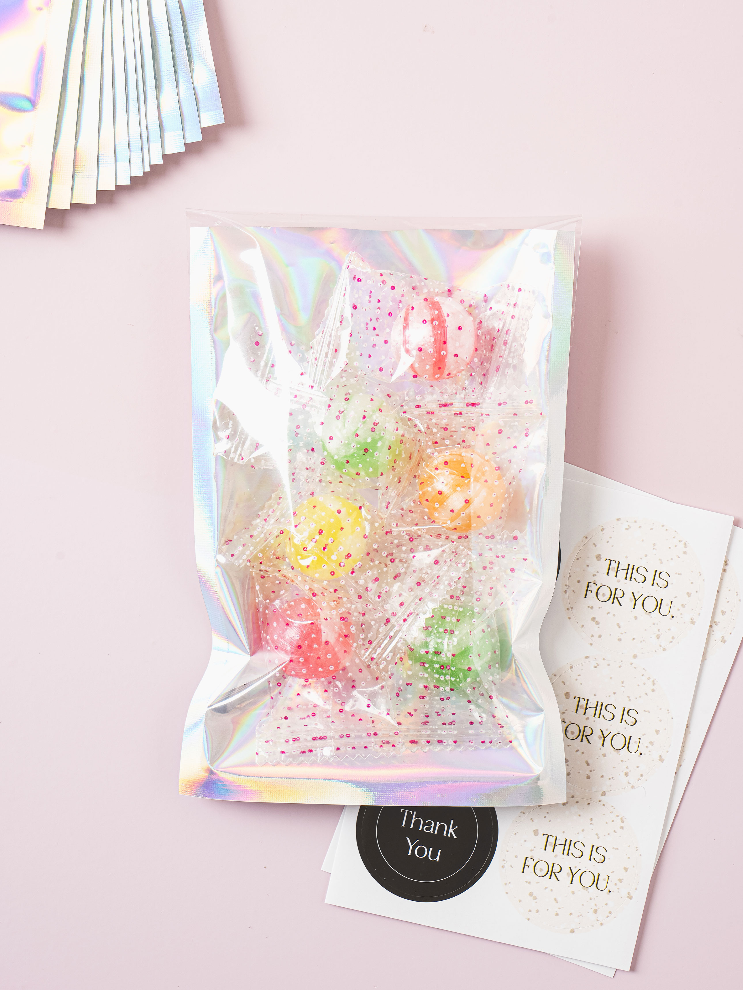 Hologram adhesive transparent envelope 10 x 15 cm, 12 sheets, silver
