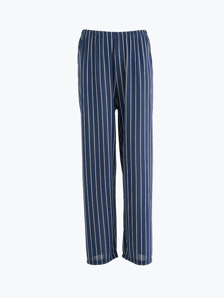 [Common] Pattern Summer Long Pants L Navy