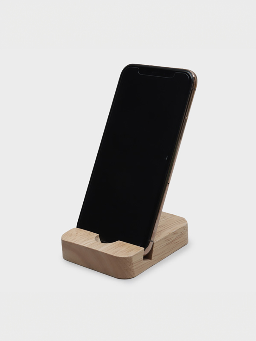 Wood desk wear smartphone holder