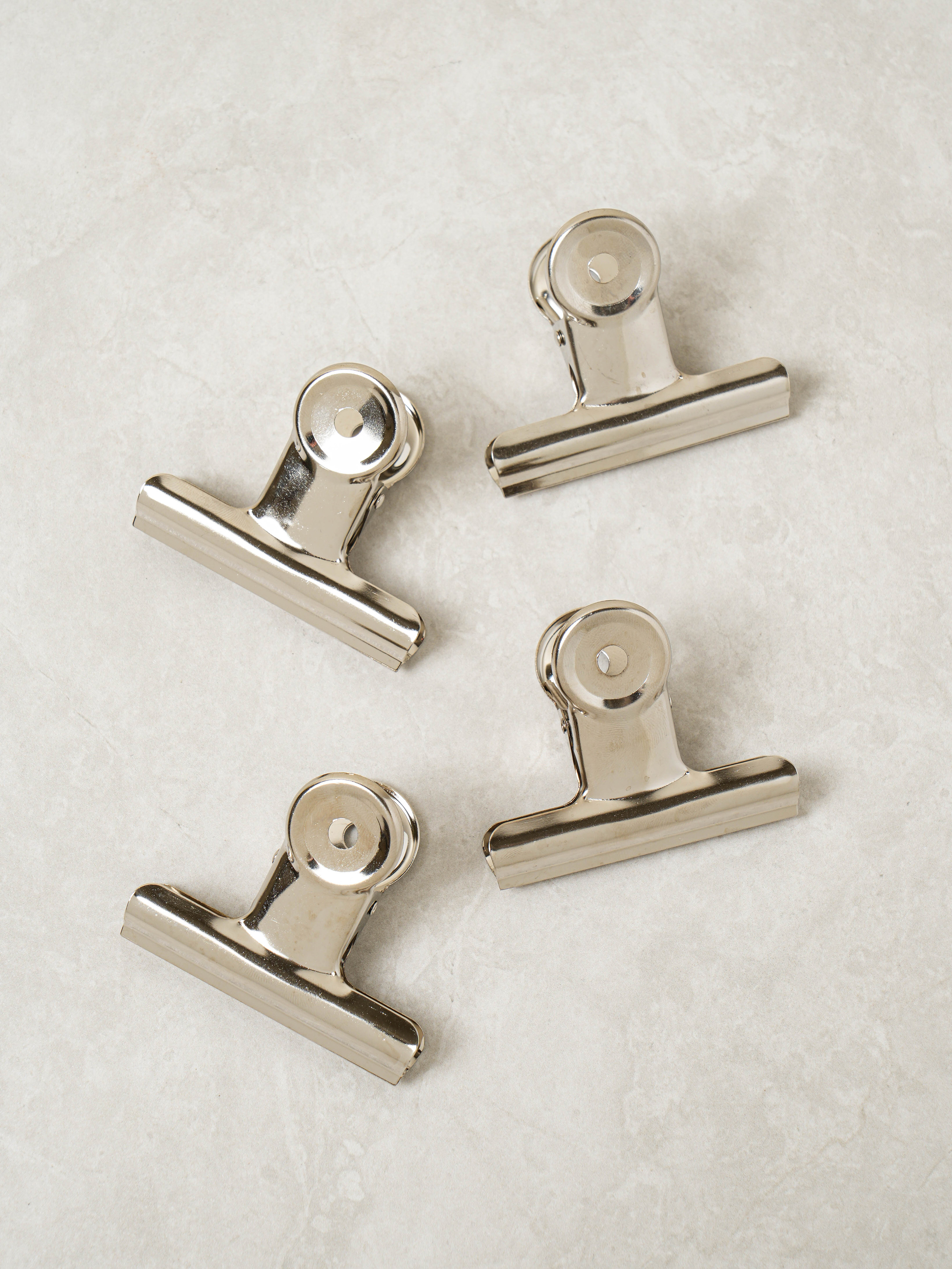 Silver bulldog clip 6.5cm 4 pieces