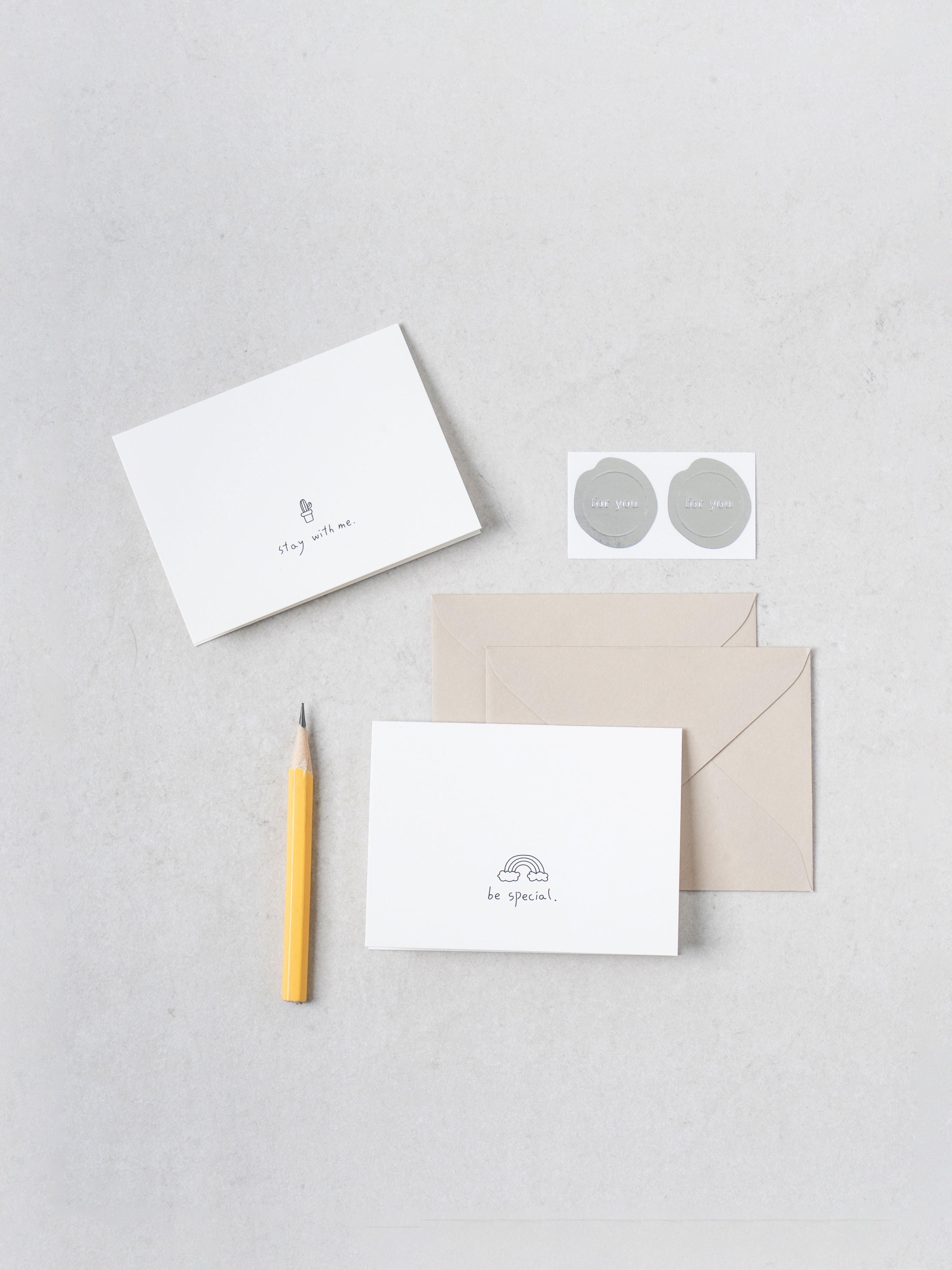 Mini pen drawing card set rainbow & cactus