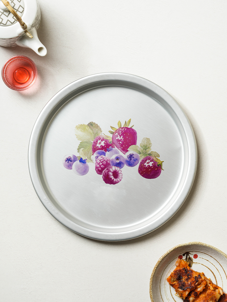 Retro aluminum round tray 28cm