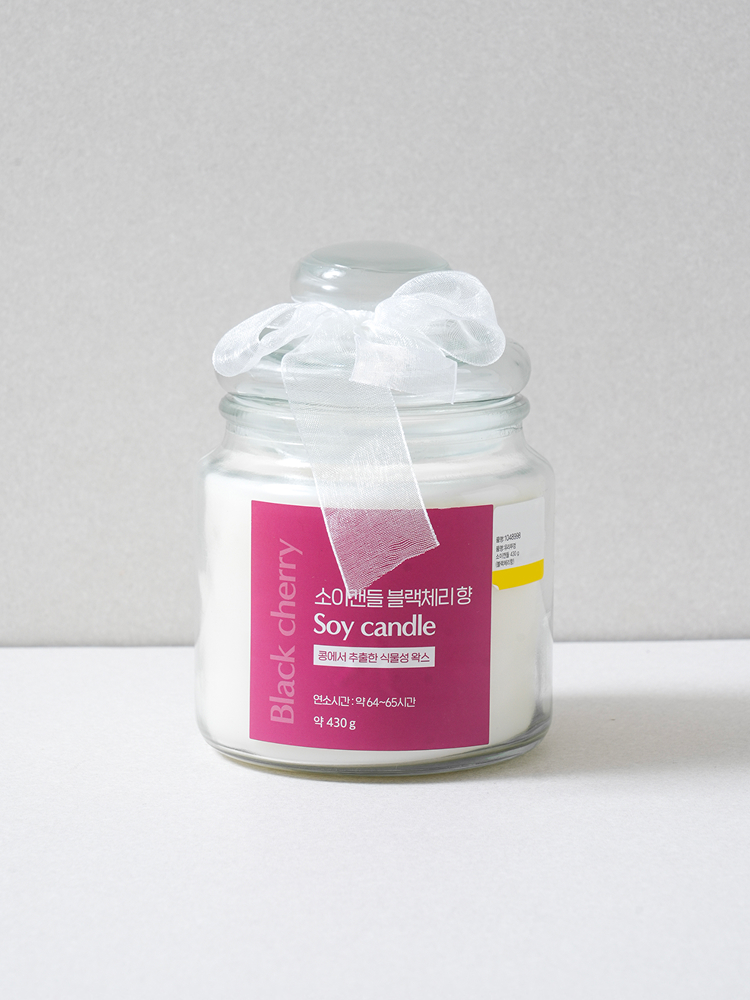 Glass lid soy candle 430 g black cherry scent