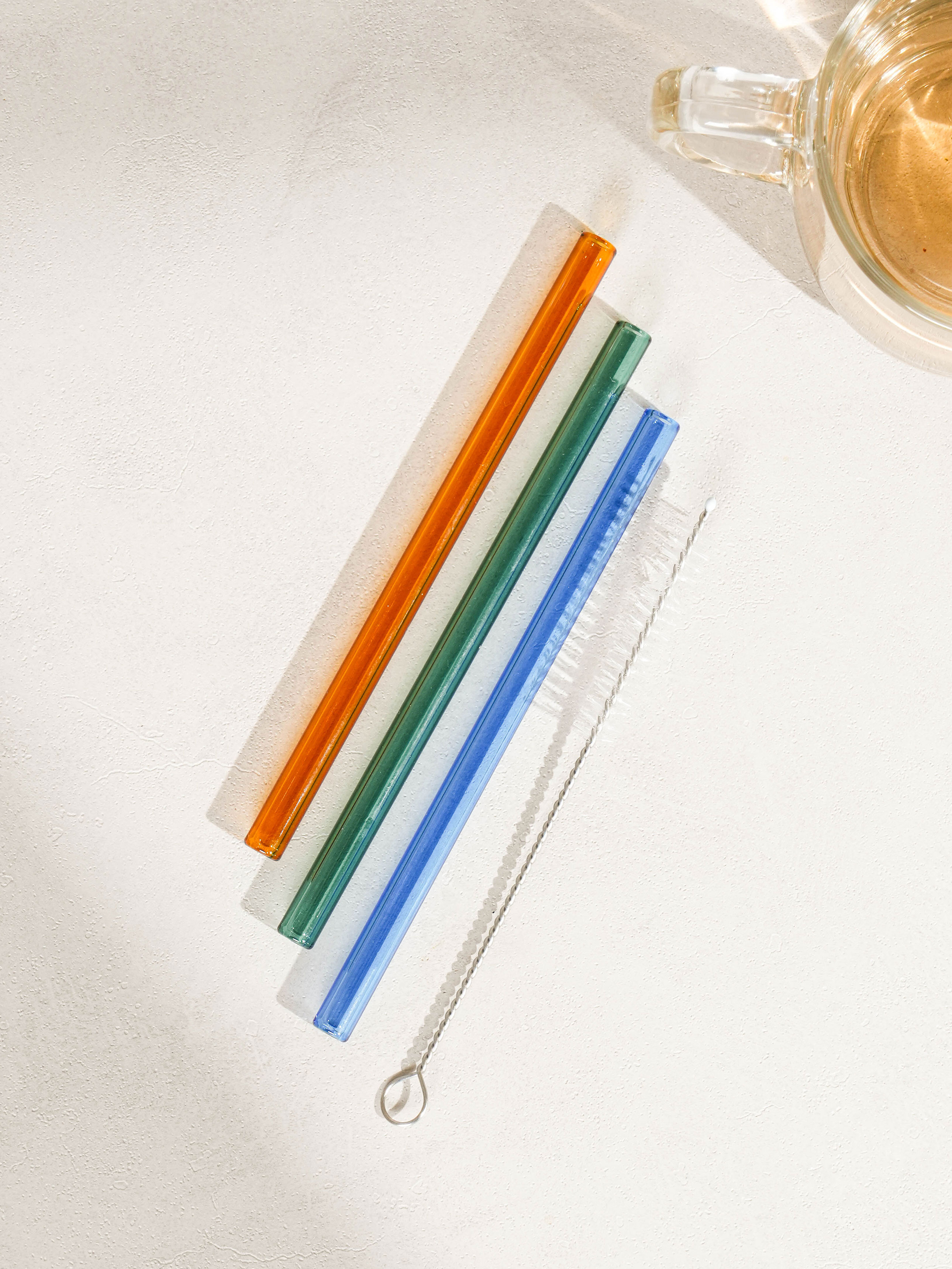 3 colored heat-resistant glass straws