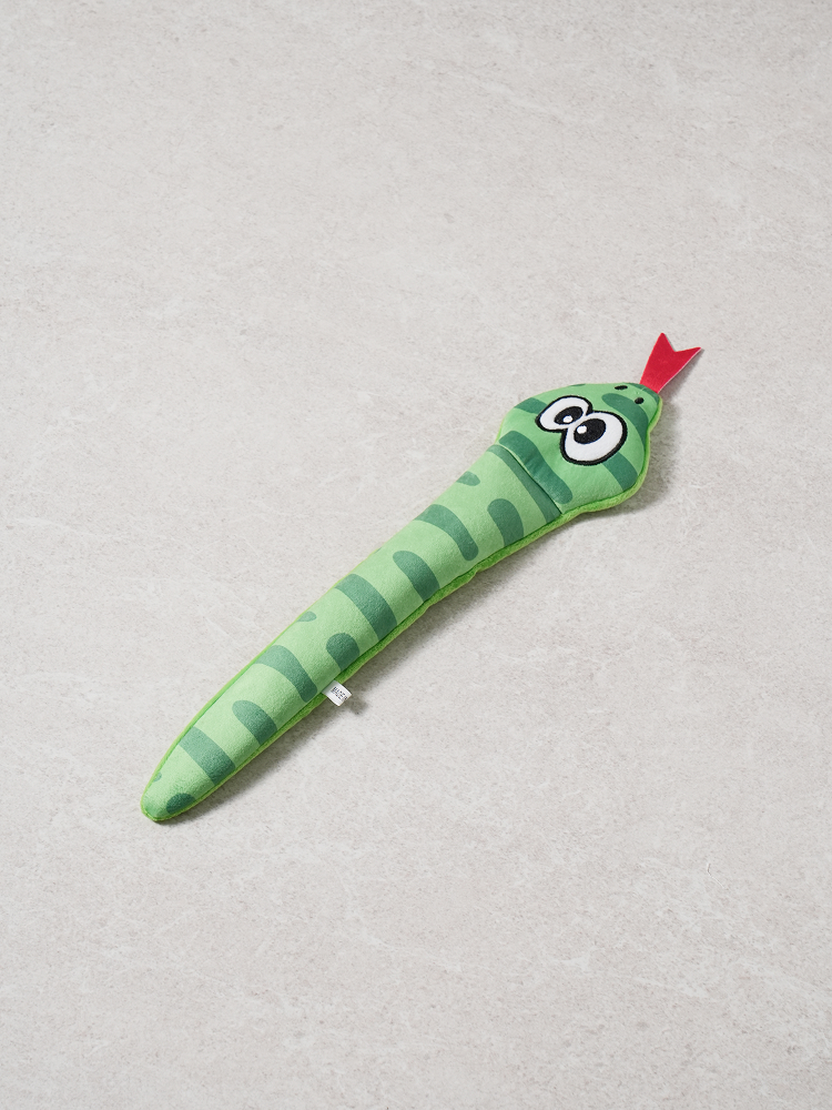 [Pet] Snake-shaped plush toy green