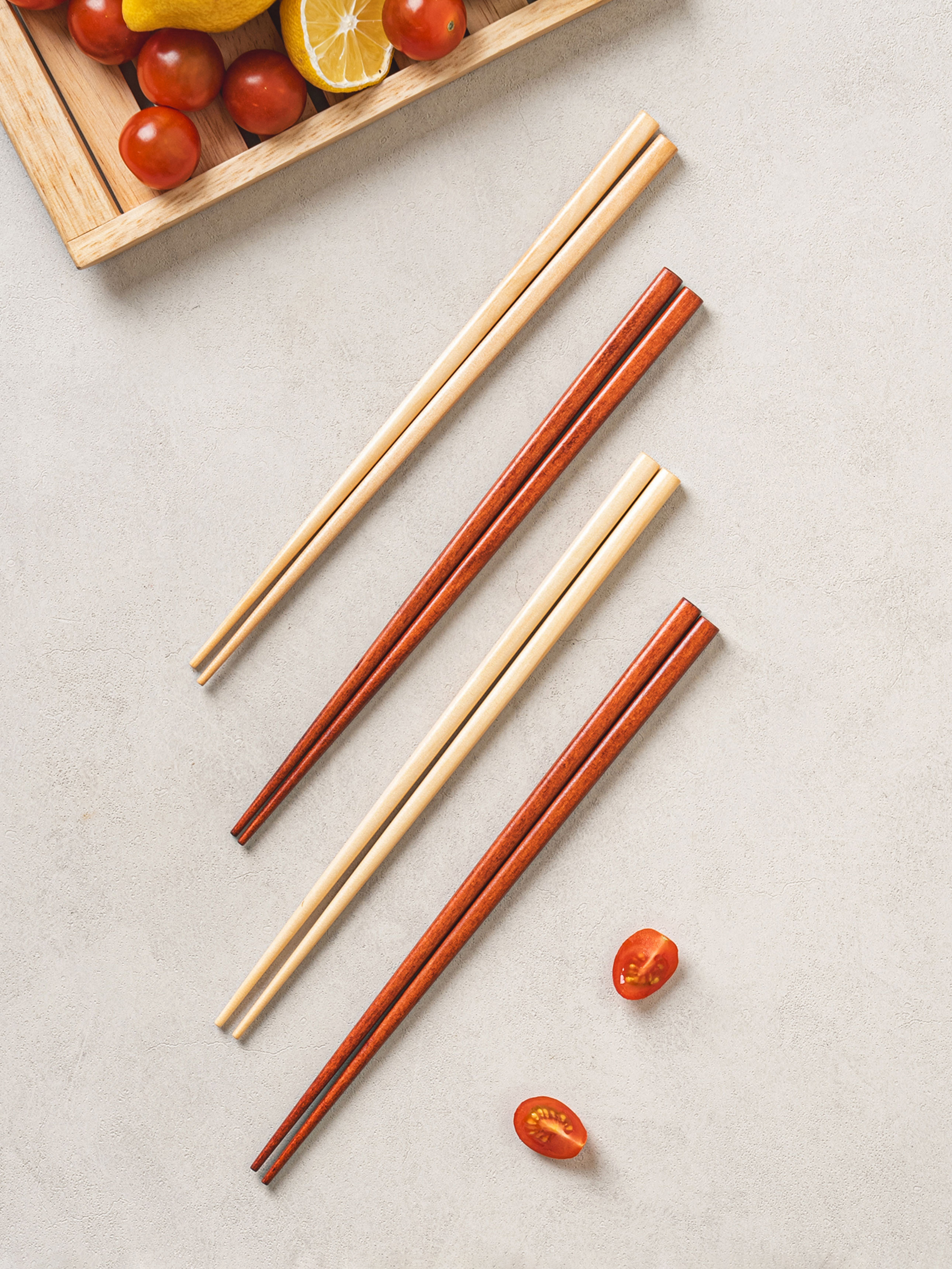 Set of 4 oak chopsticks