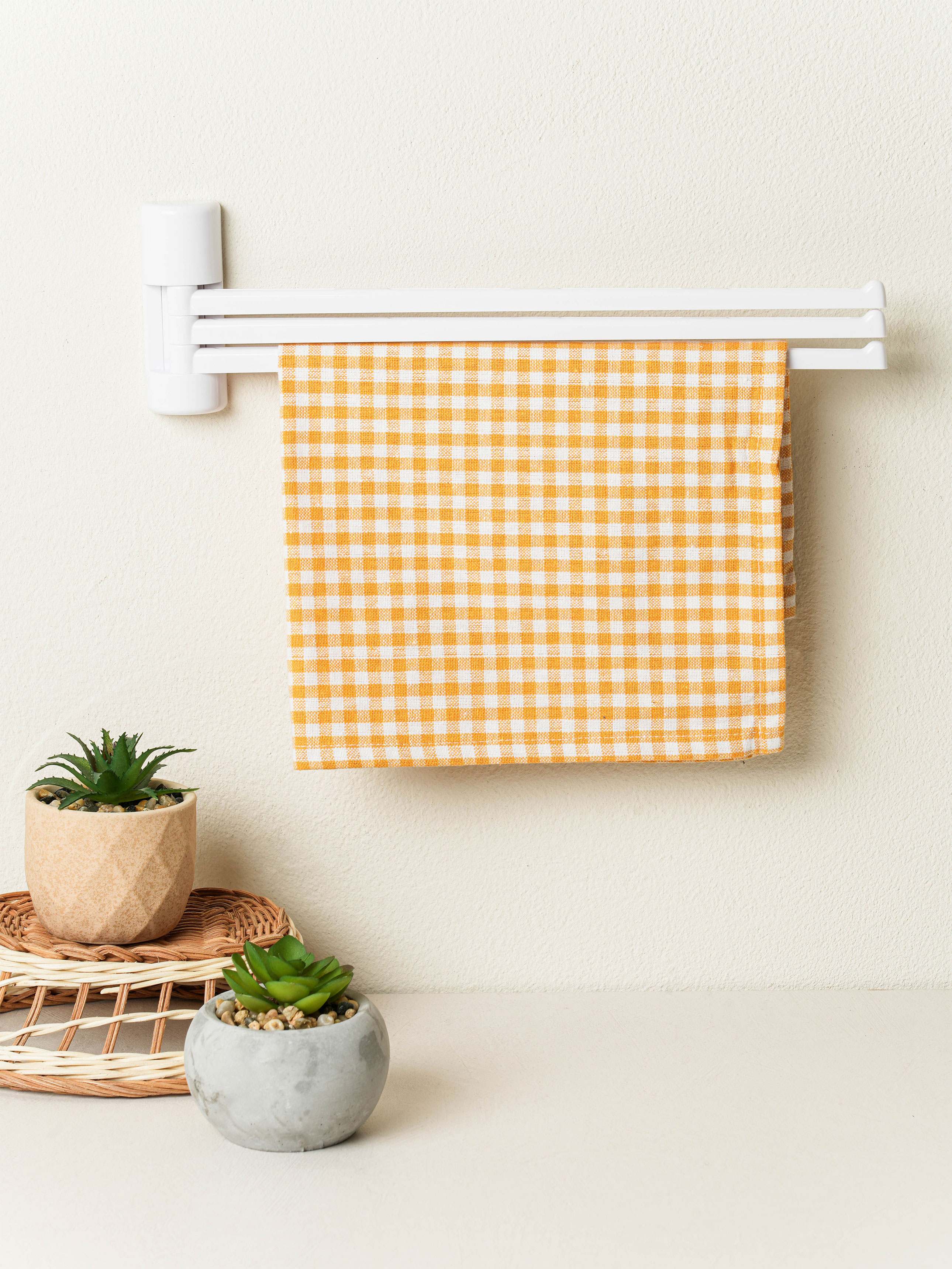 Attachable 3-line dishtowel hanger