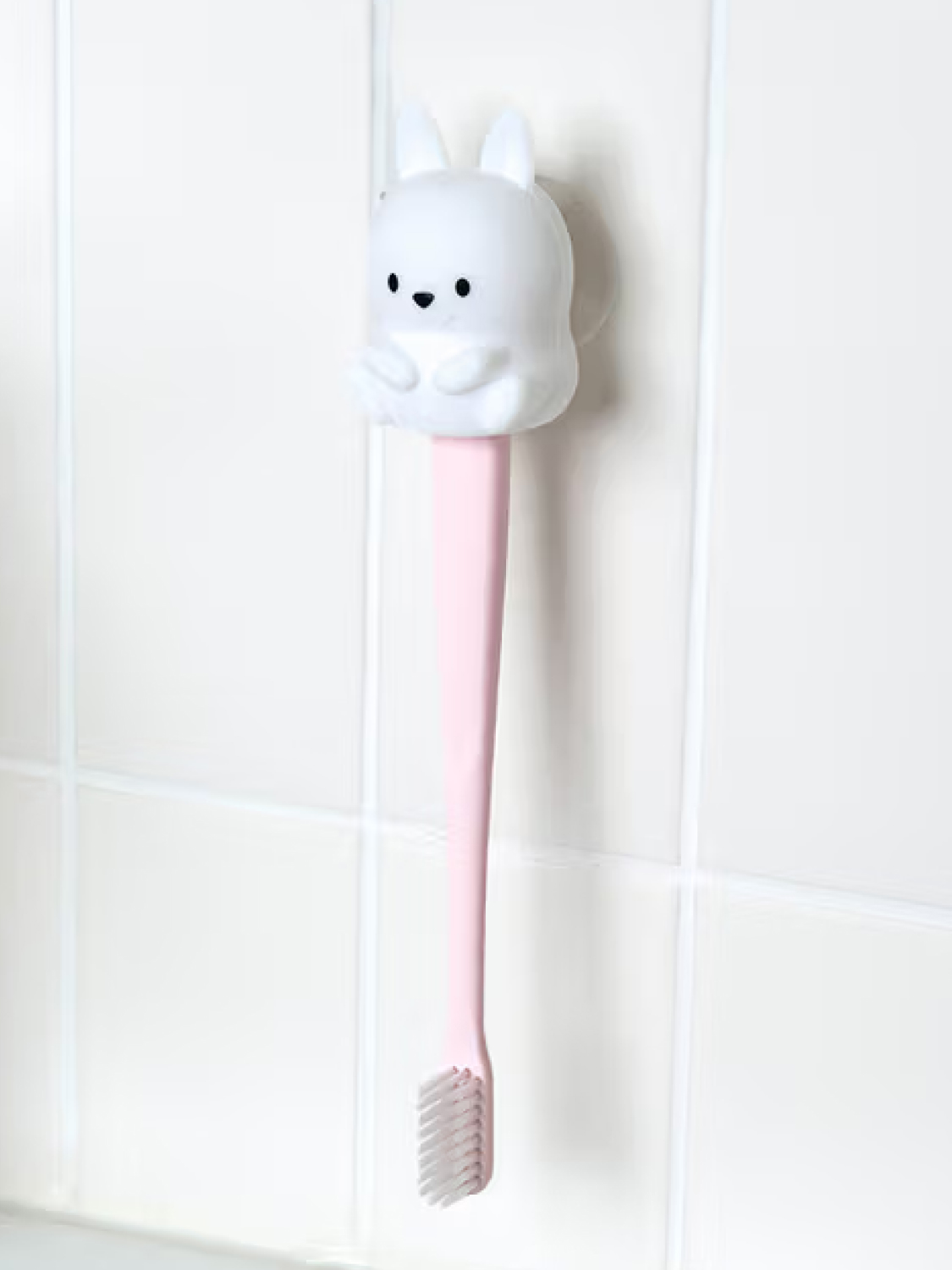 Silicone suction toothbrush holder rabbit white