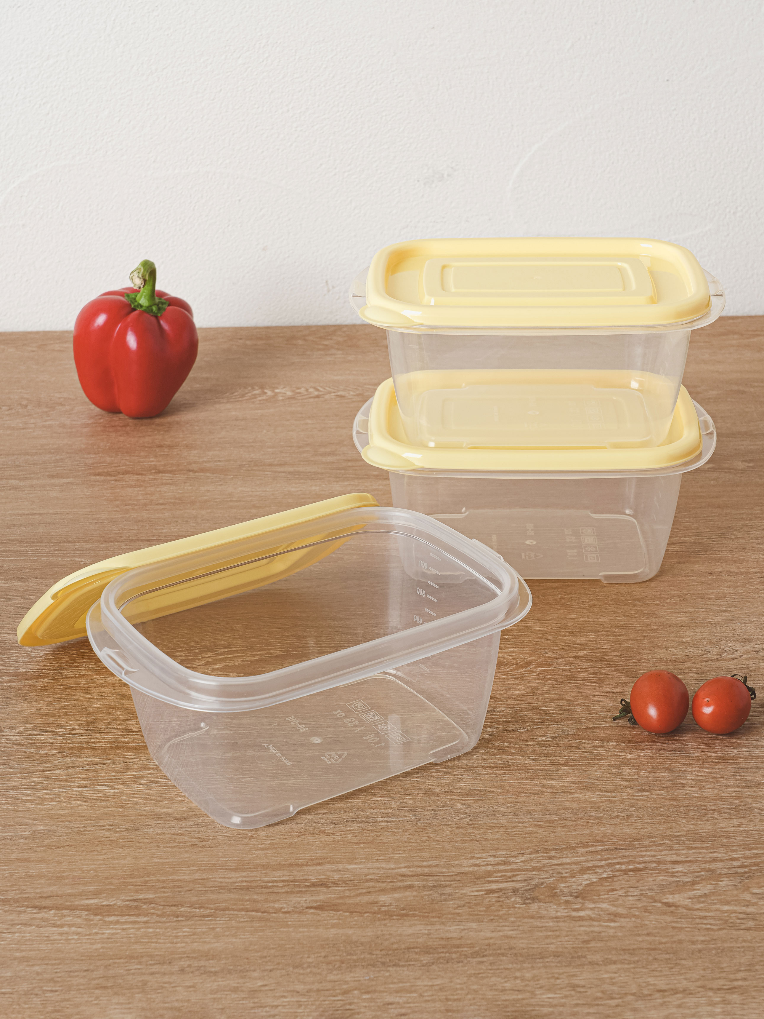 TARK Rectangular Convenient Container 1L 3 Pieces Yellow