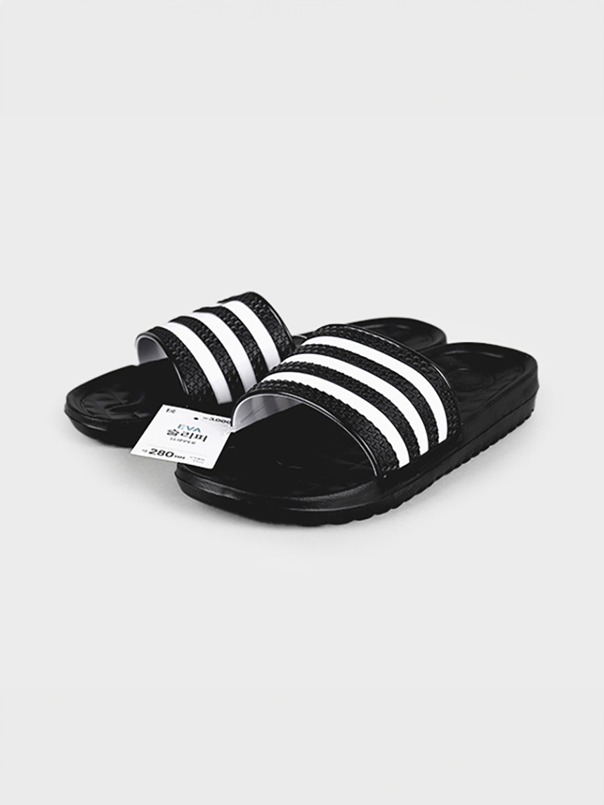 EVA black three-stripe slippers approximately 280 mm
