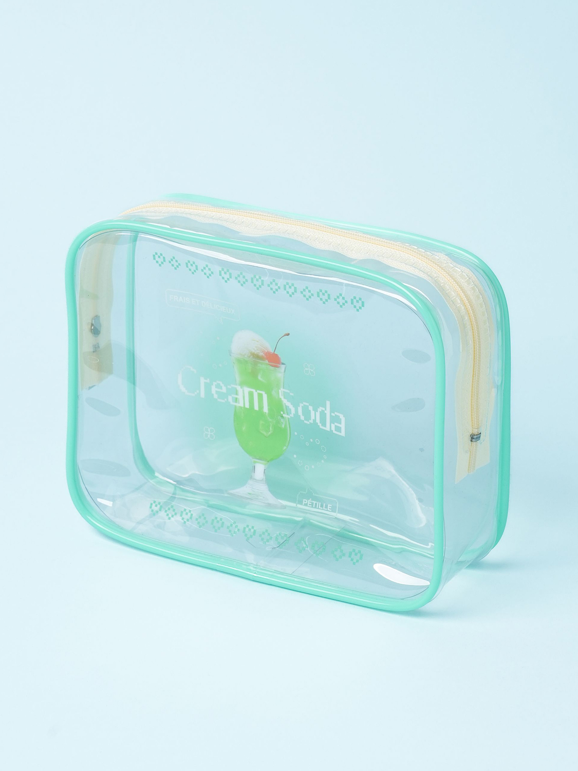 Cream soda transparent pouch medium size