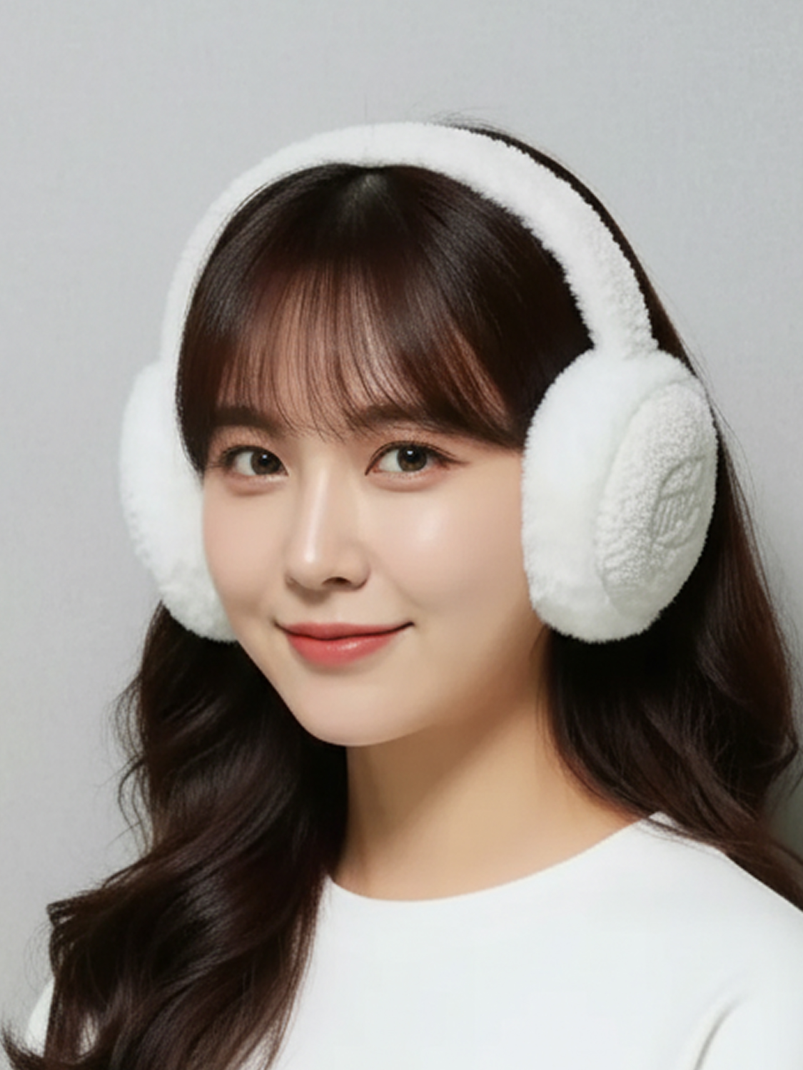 Fur lining foamy earmuffs ivory