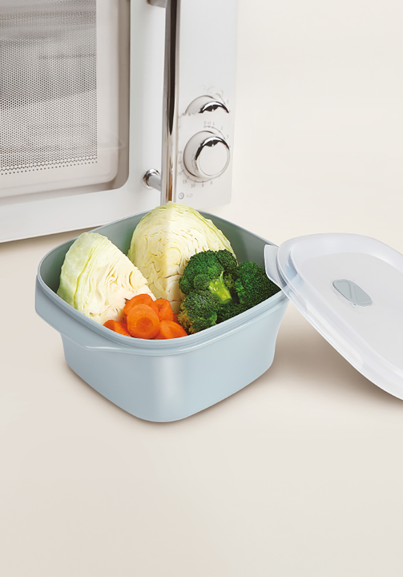 Square container for microwave oven 2600ml gray