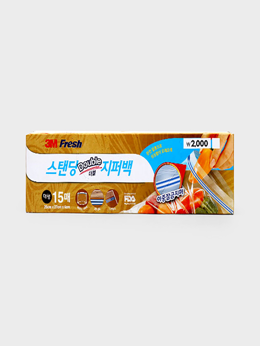 3M Fresh Standing Double Zipper Bag (Large) 15 sheets