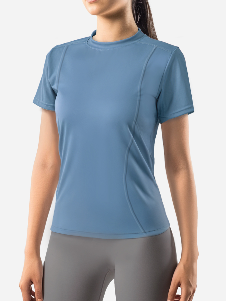 [Women] Slim fit short sleeve M blue