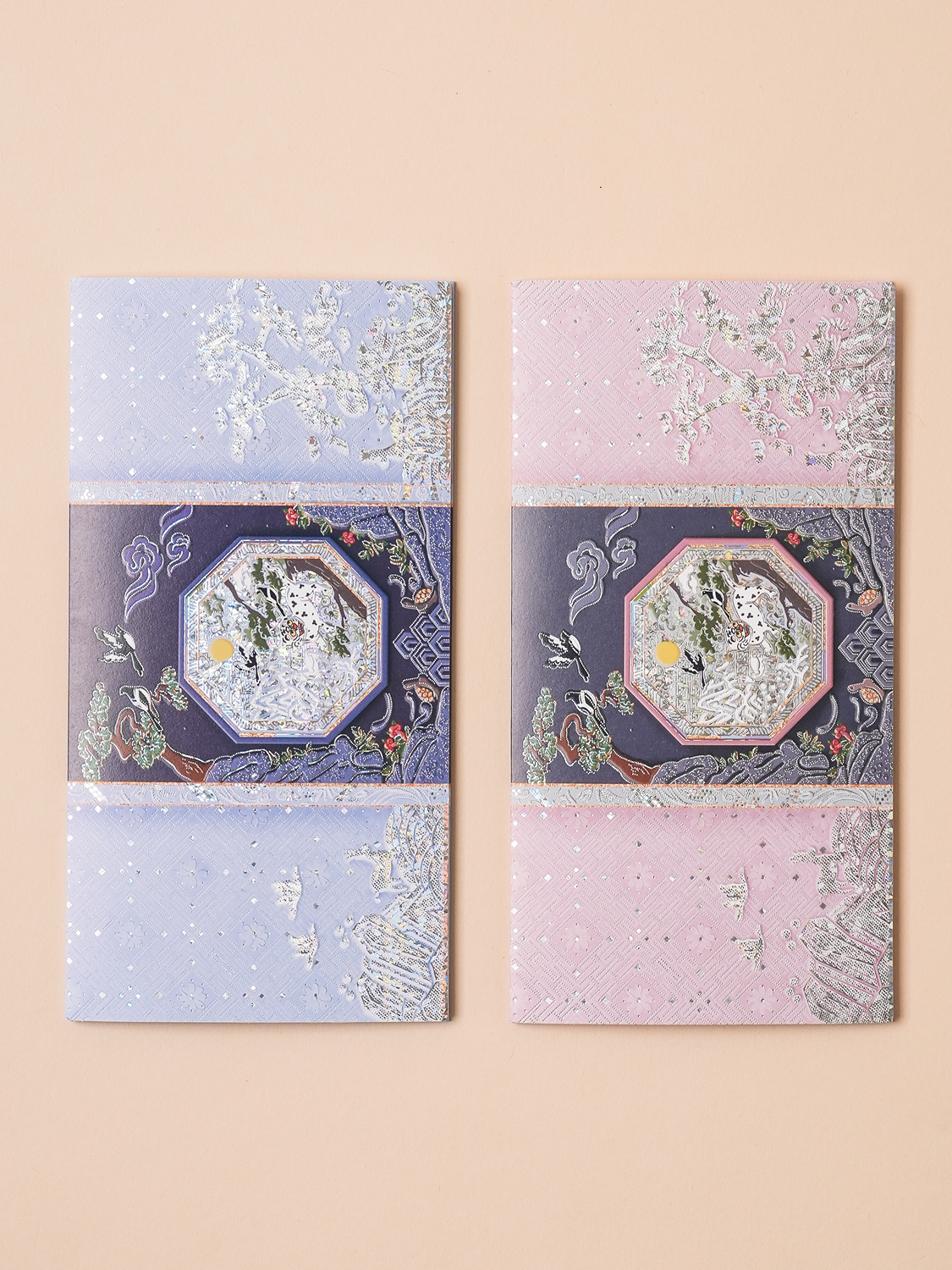 2 traditional hologram foil money envelopes