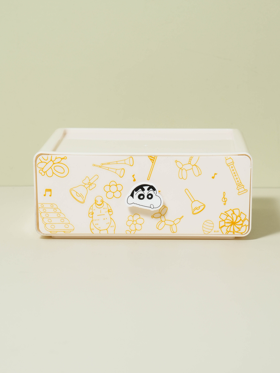 Crayon Shin-chan handle laminated chest of drawers ivory