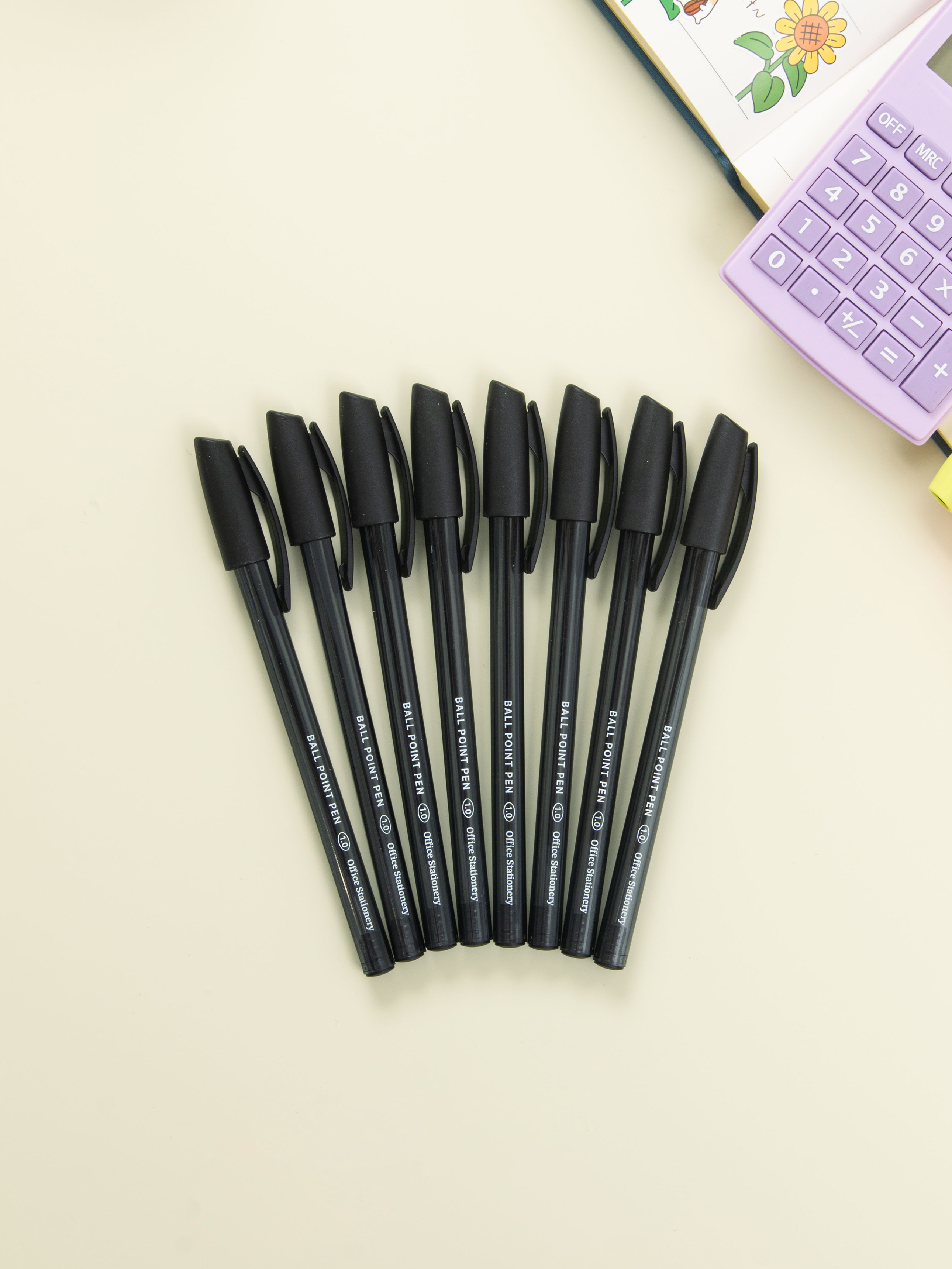 Office low-viscosity cap-type ballpoint pen (8 packs)