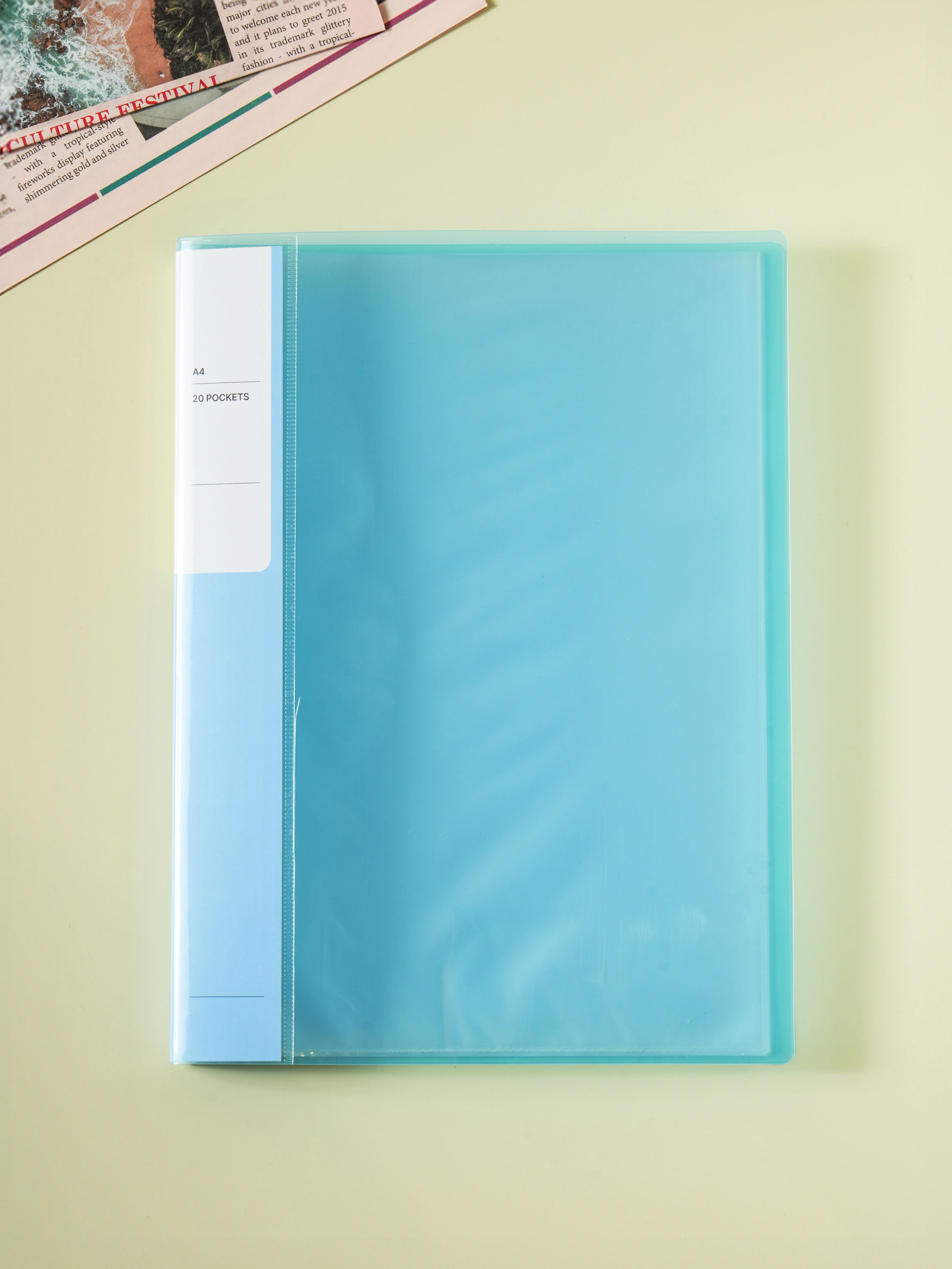 Adhesive Clear File 20 Sheets Blue