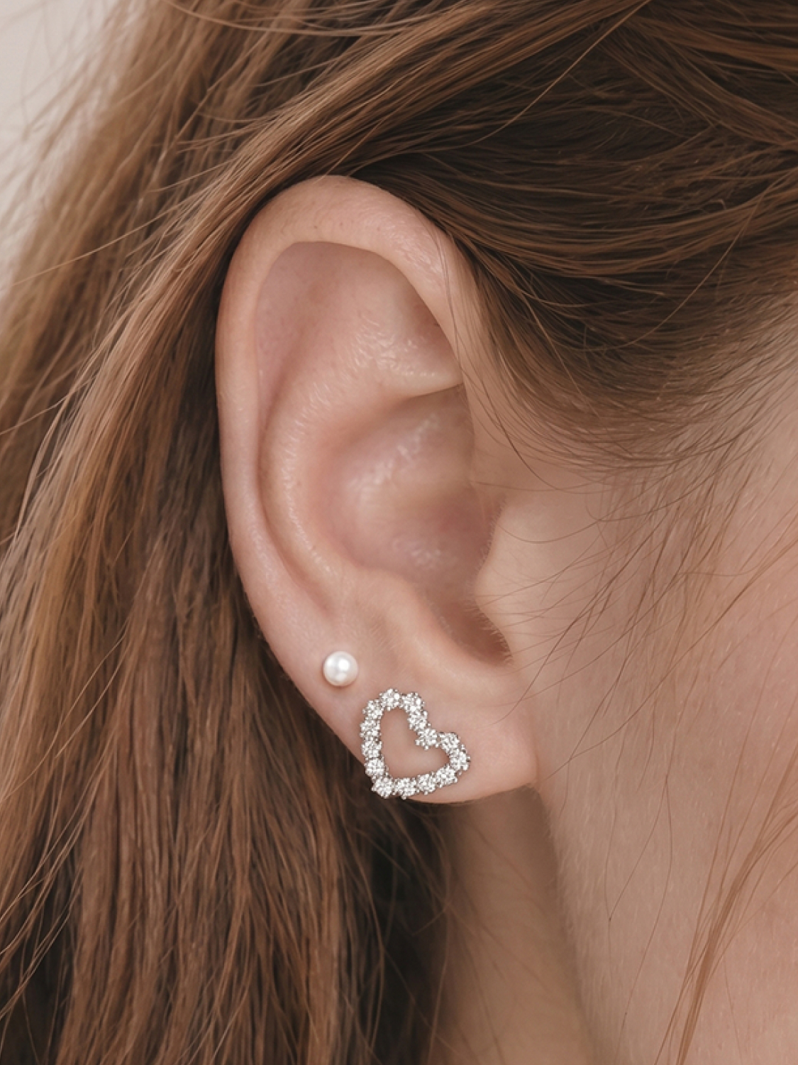 Soui cubic heart earrings (2 pieces)