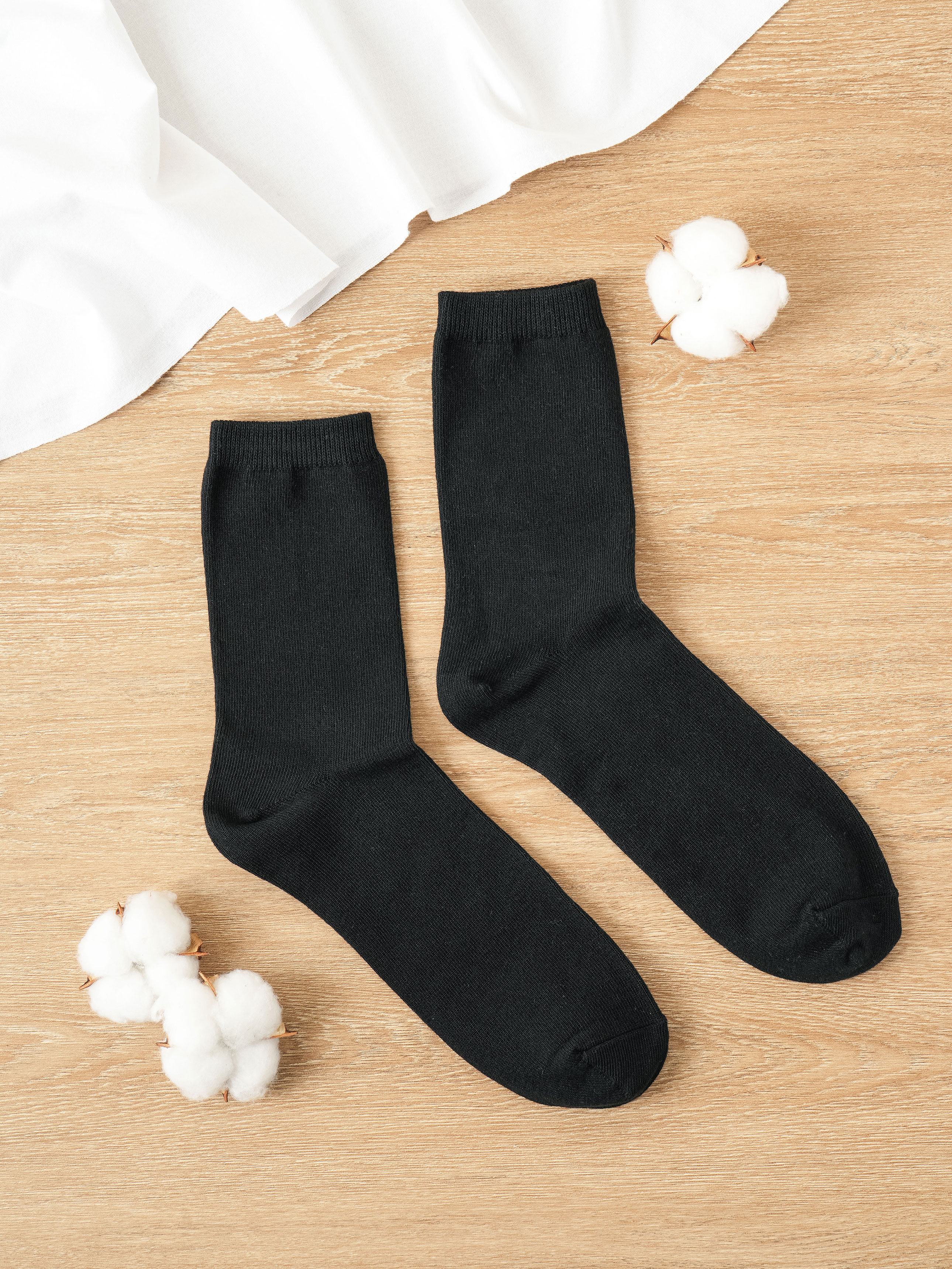 Kikiya Socks Men's Basic Medium Neck Socks Black