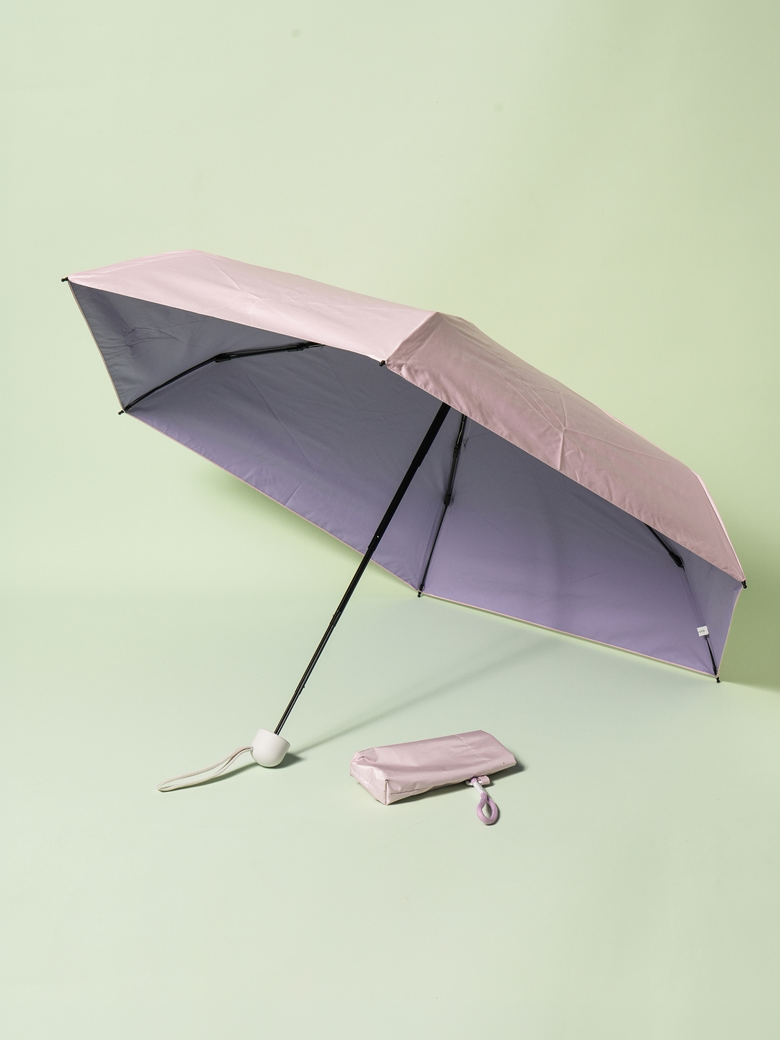 [Blocks up to 99% of UV] Color blackout 5-stage umbrella with strap 6K 50 cm pink