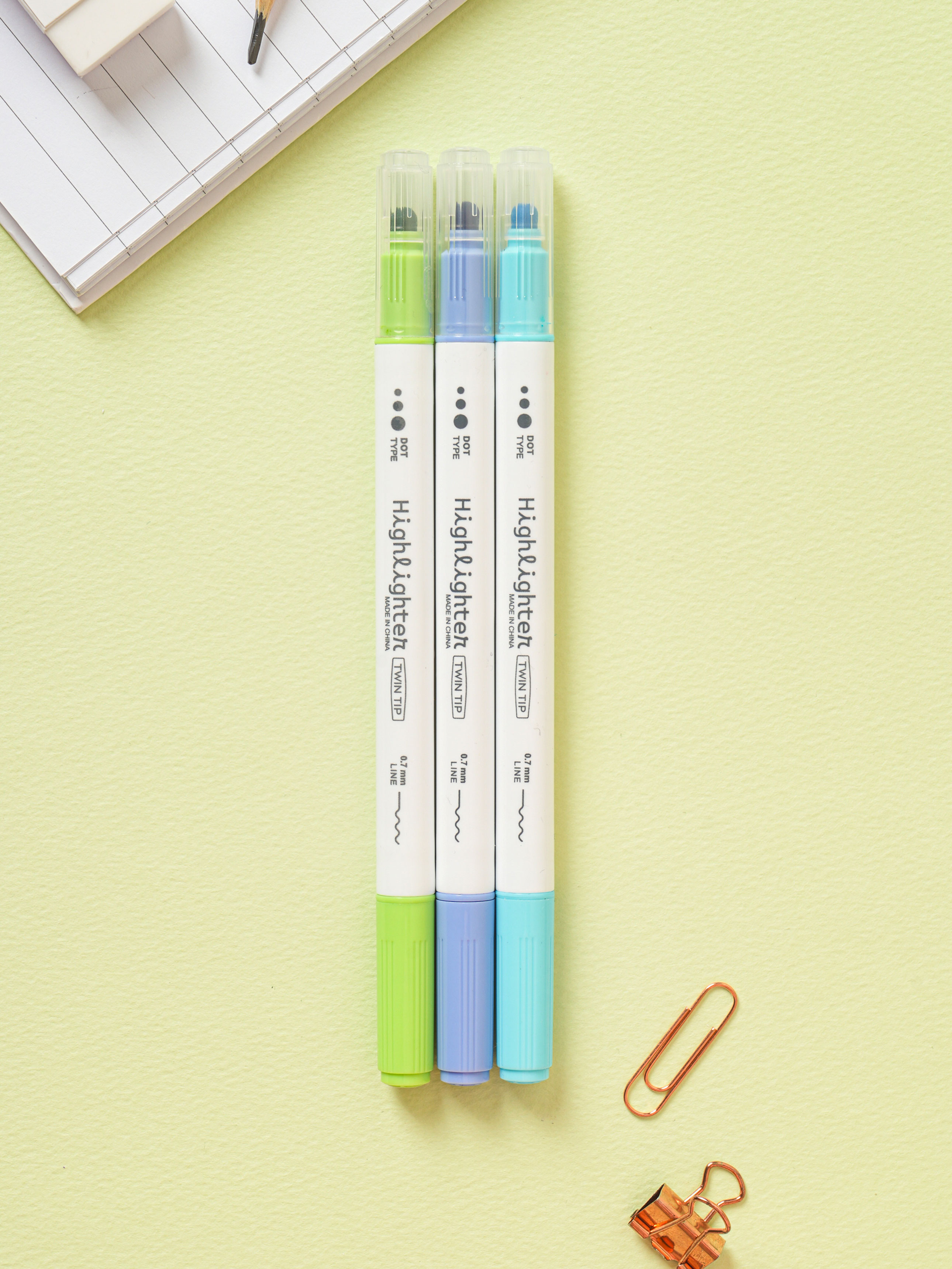 Dot twin highlighter 3 pcs blue series