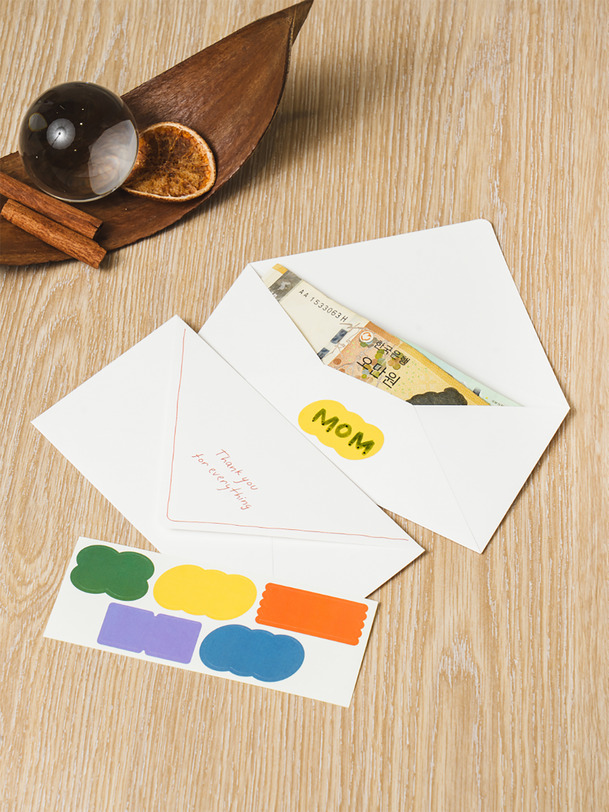 5 horizontal lettering money envelopes