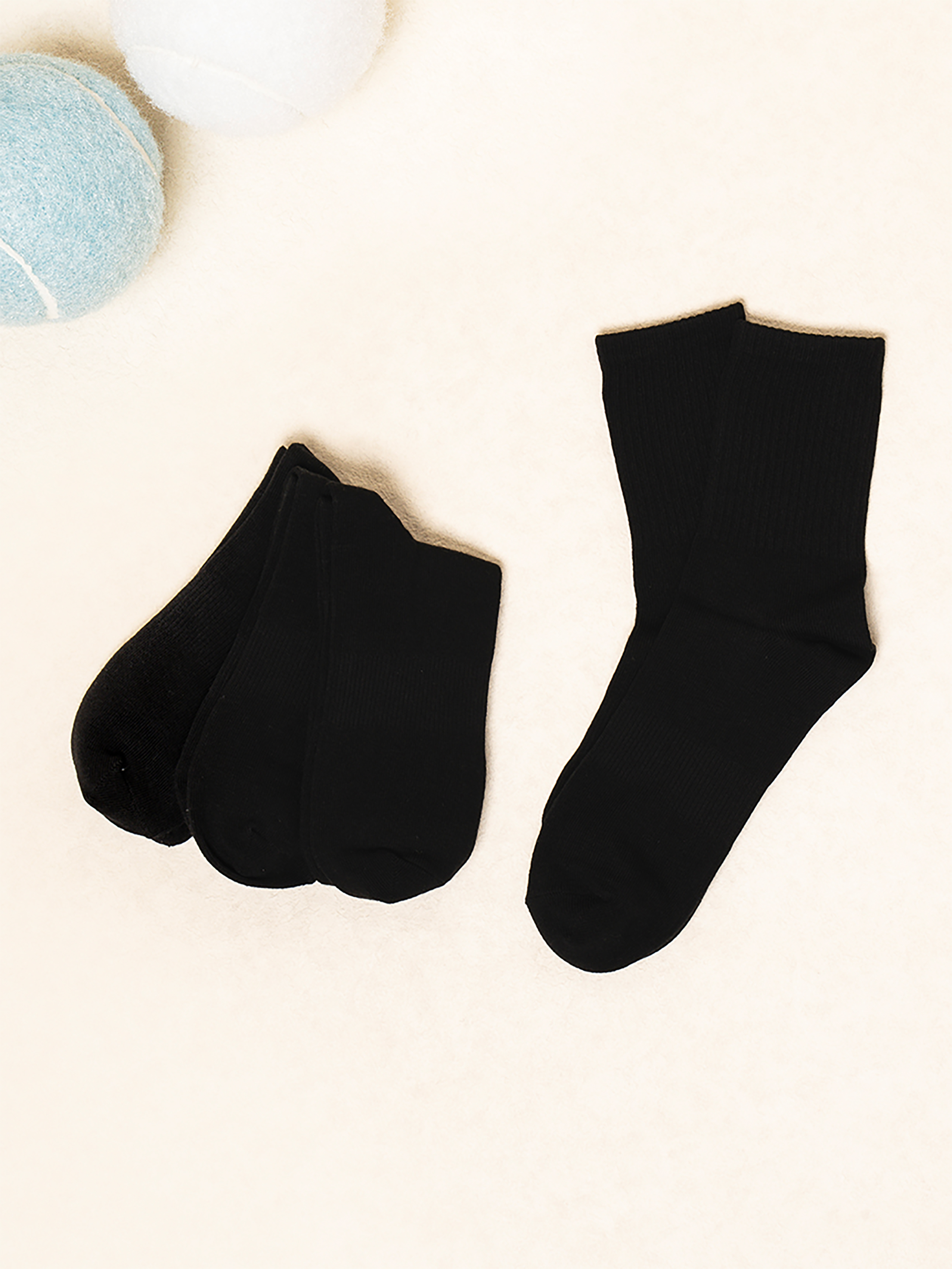 Men's Ribbed Medium Neck Socks Black 4 Pairs