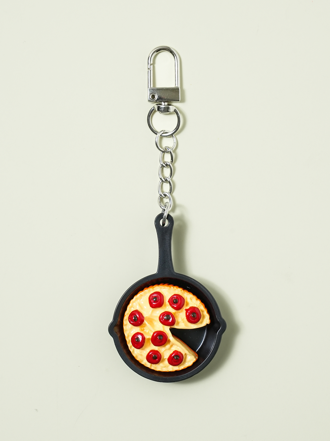 Miniature Frying Pan Keyring Pizza