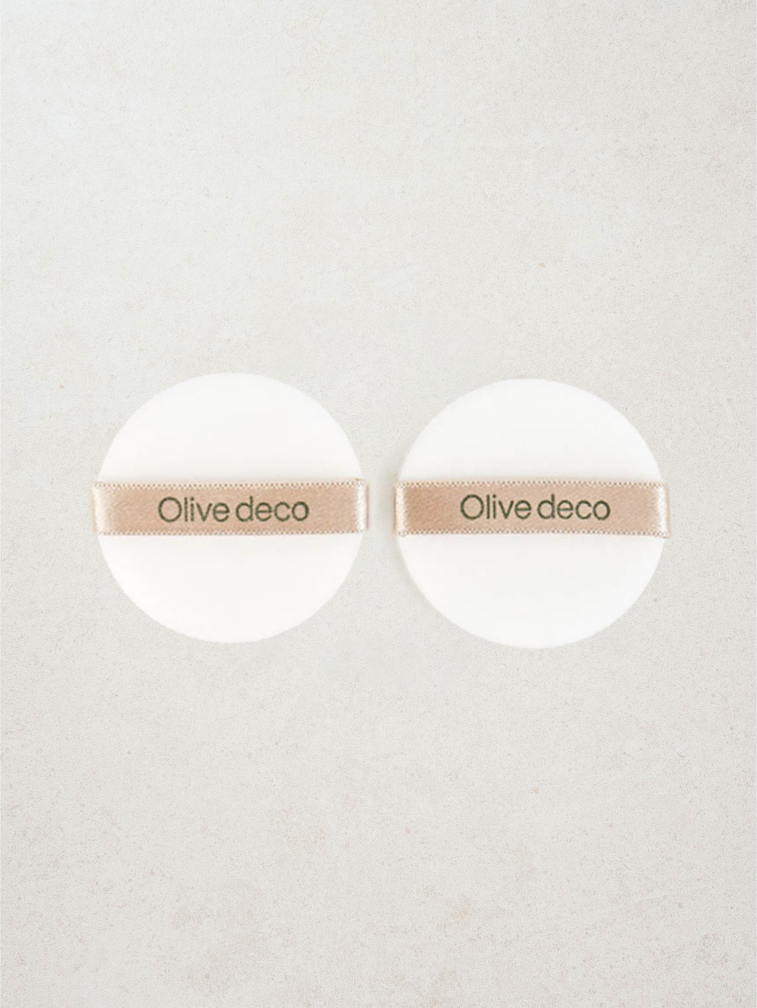 Olive Deco Flocking Round Puff 2P